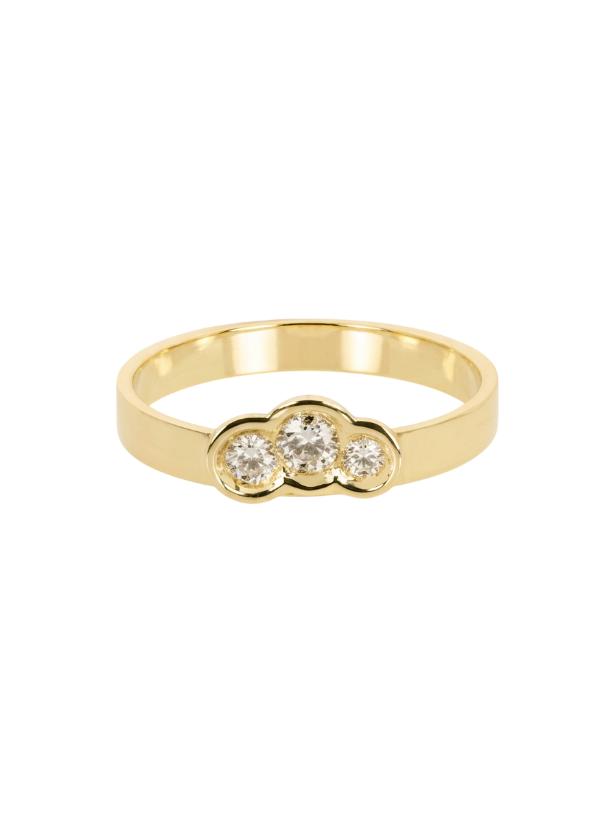 White Diamond Round Obi Skai no.3 Wide Ring