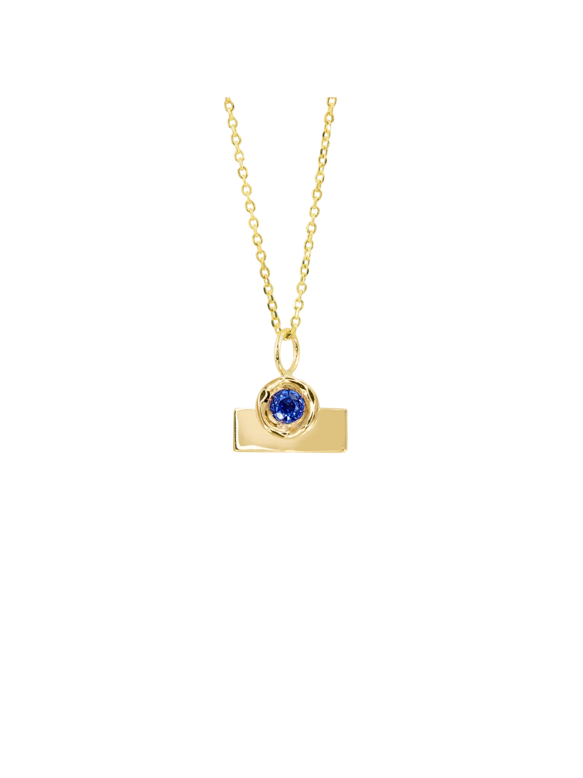 Blue Sapphire OBI no.1 Wide Bar Pendant (With 16-18 chain) photo