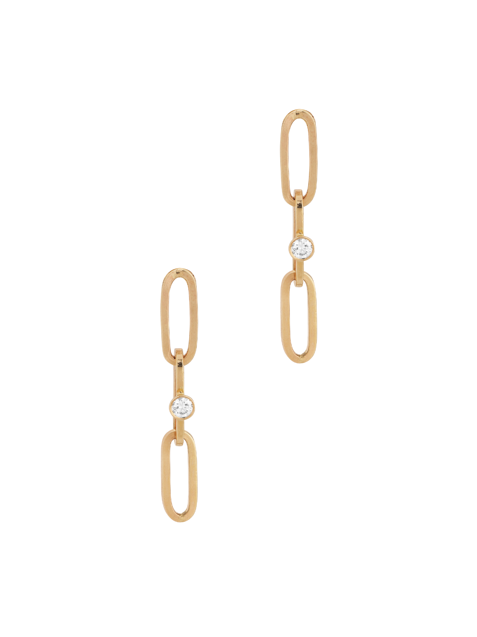 14k gold link dangled earrings with diamonds