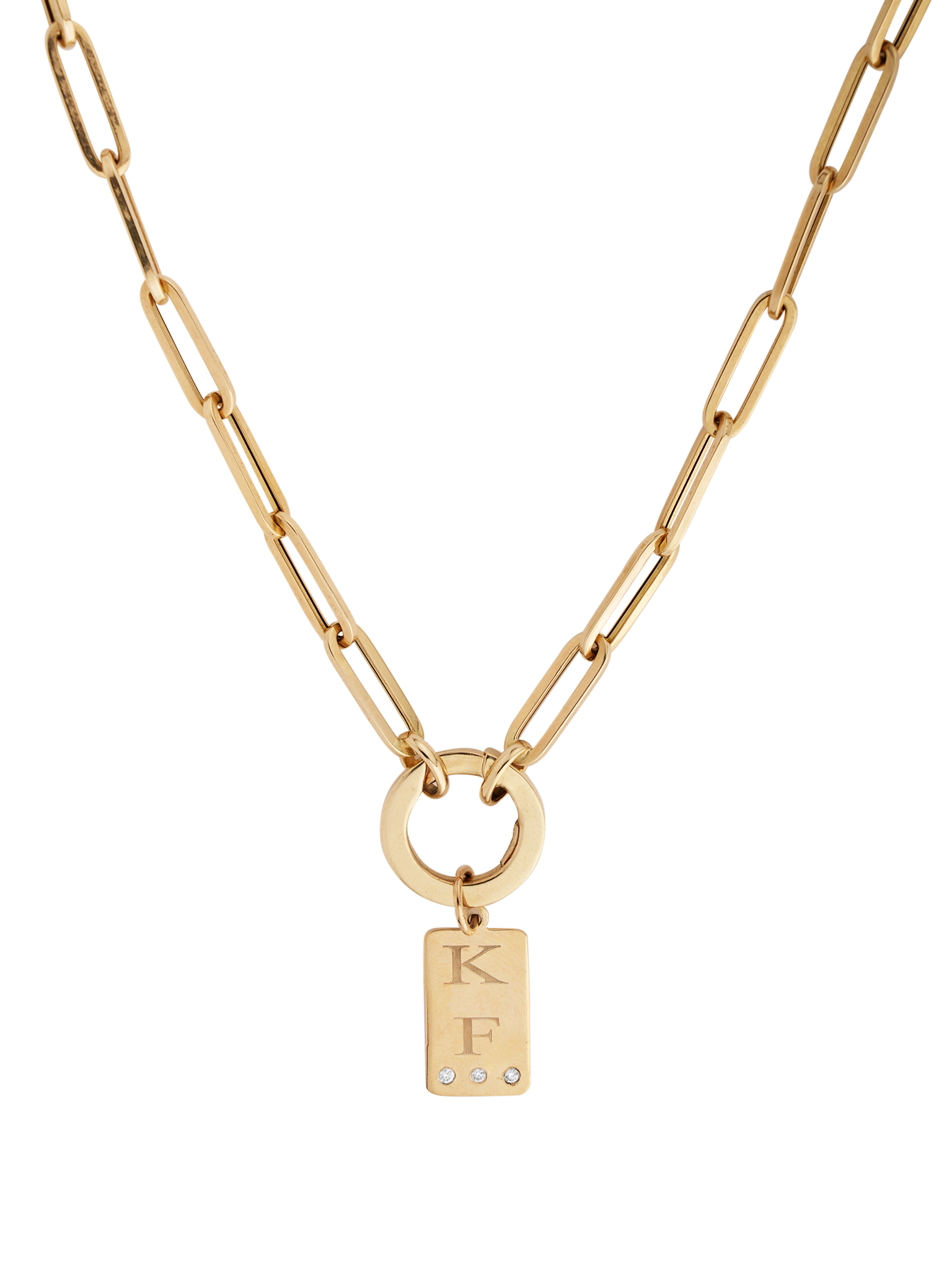 14k yellow gold signature piece with diamonds engraved your choice