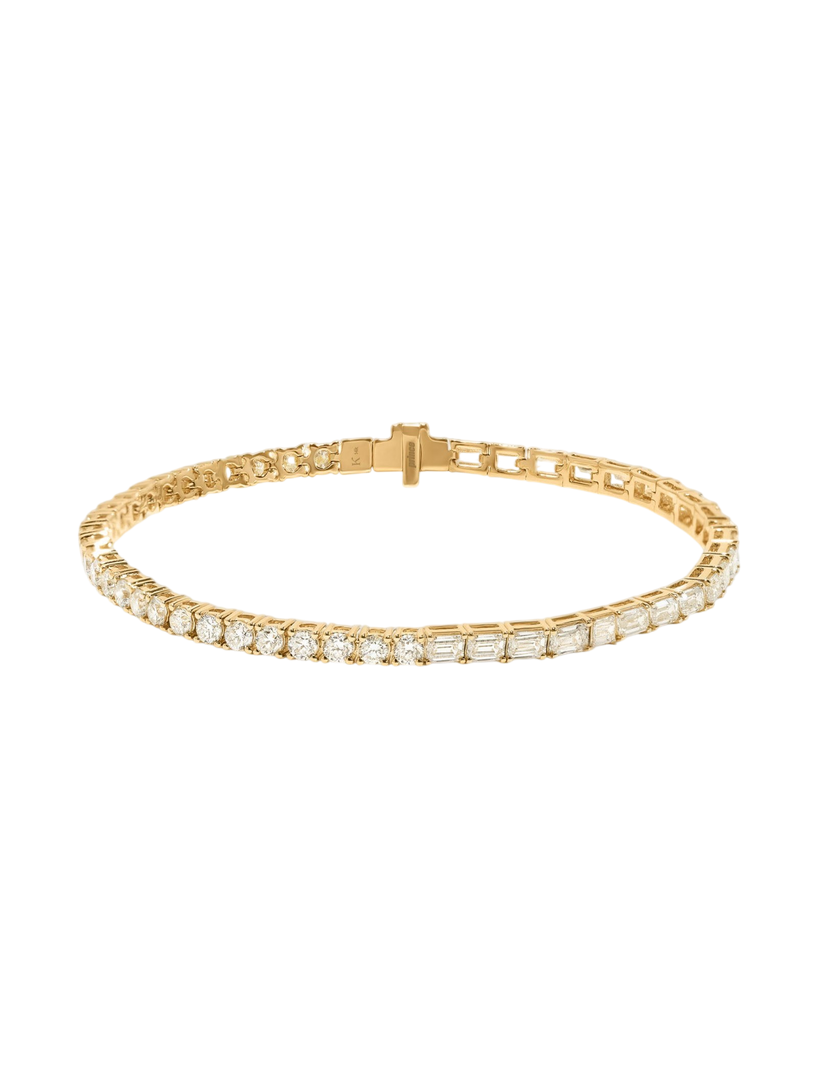 Billie Half Round Emerald Tennis Bracelet Yellow Gold photo