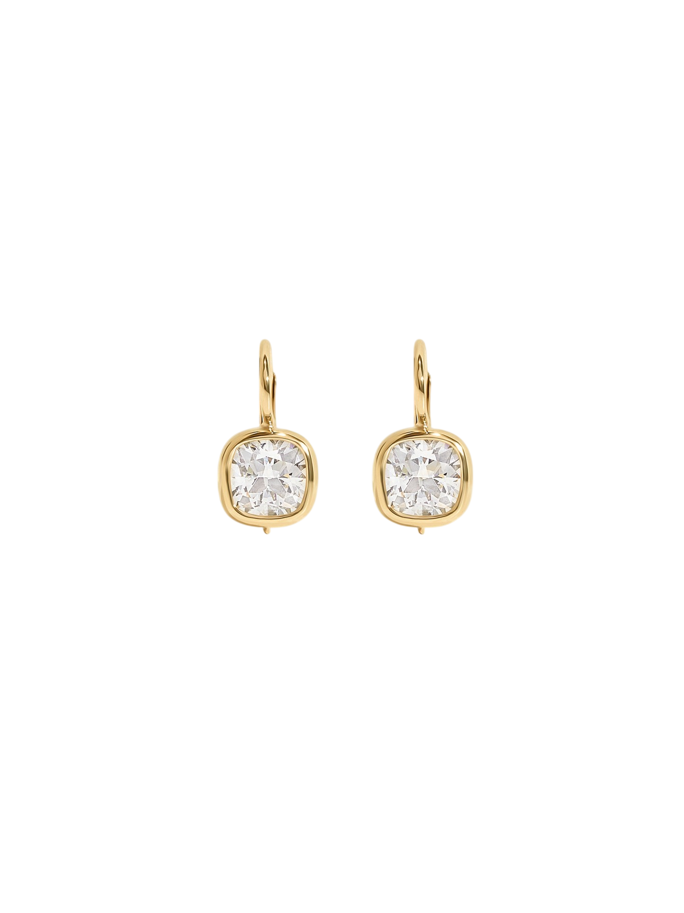 Harper 2ctw Cushion Cut Drop Earrings Yellow Gold