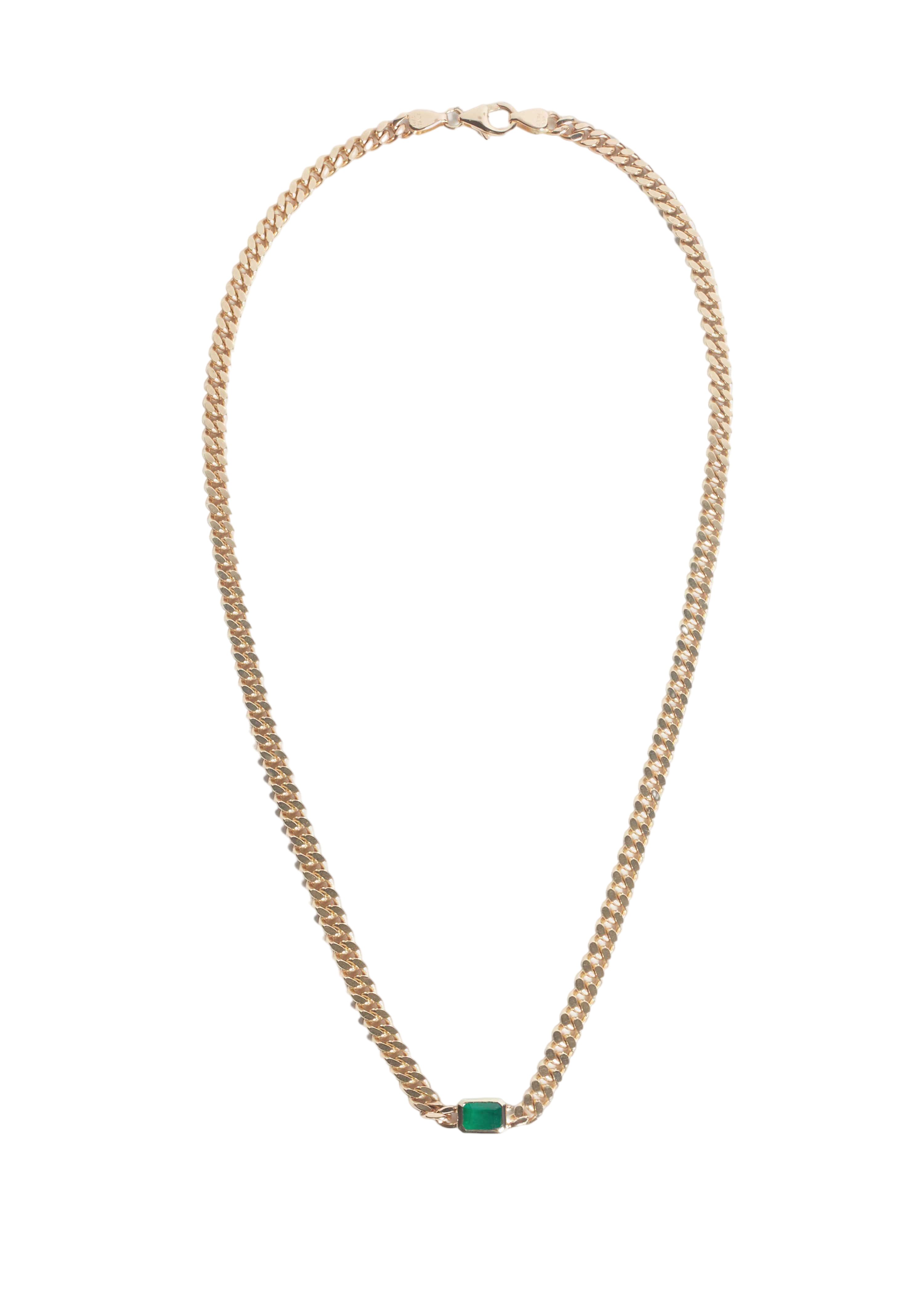 Capri curb chain necklace emerald