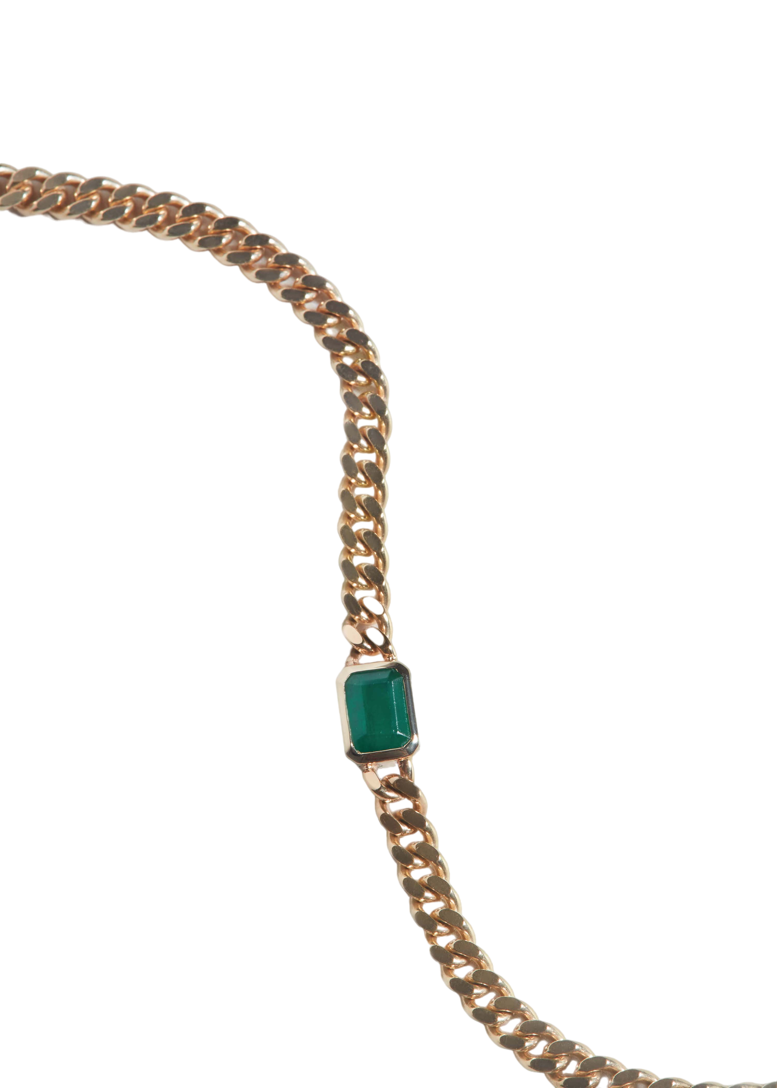 Capri curb chain necklace emerald
