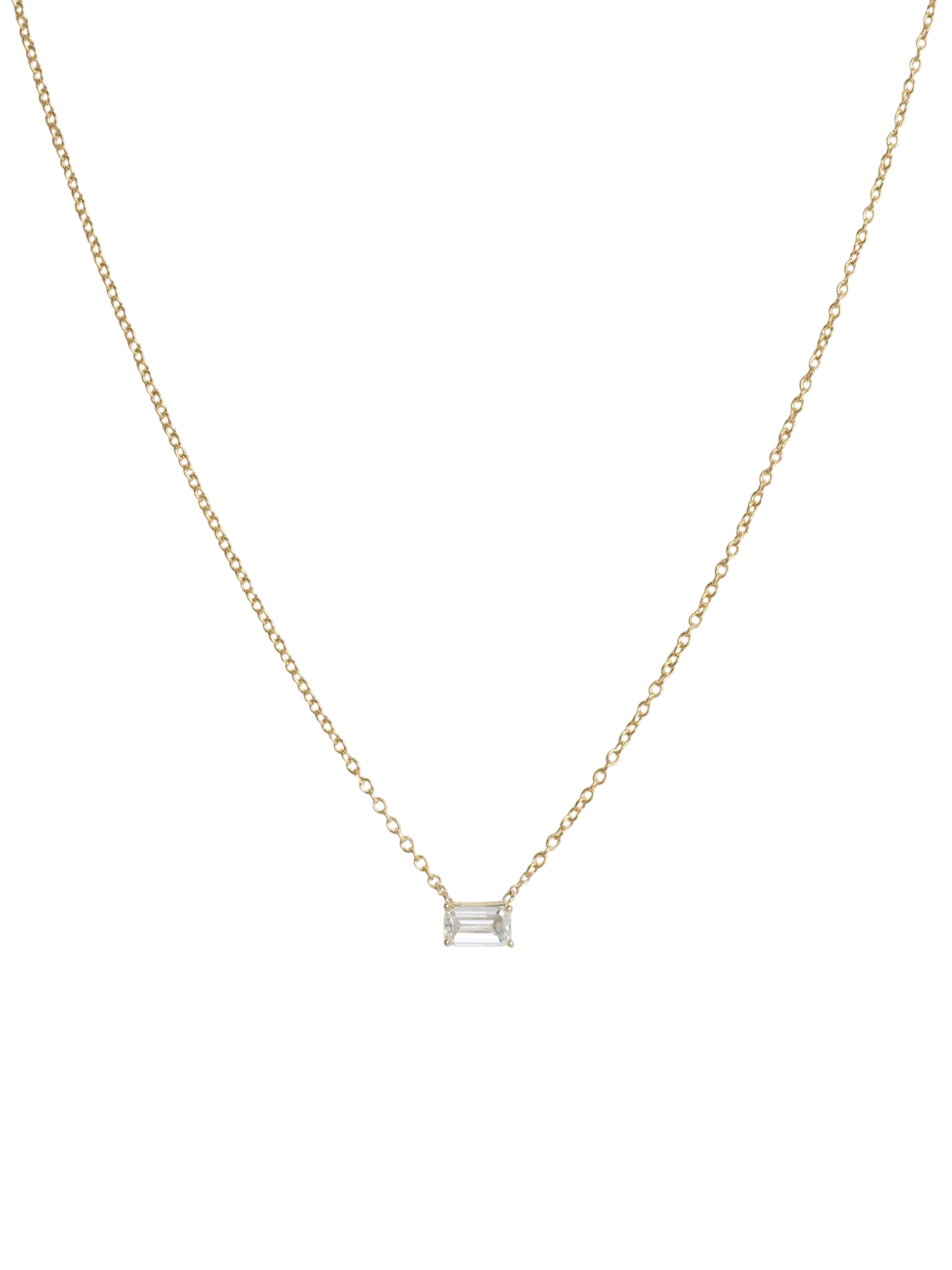 Solitaire Floating Emerald Diamond Necklace
