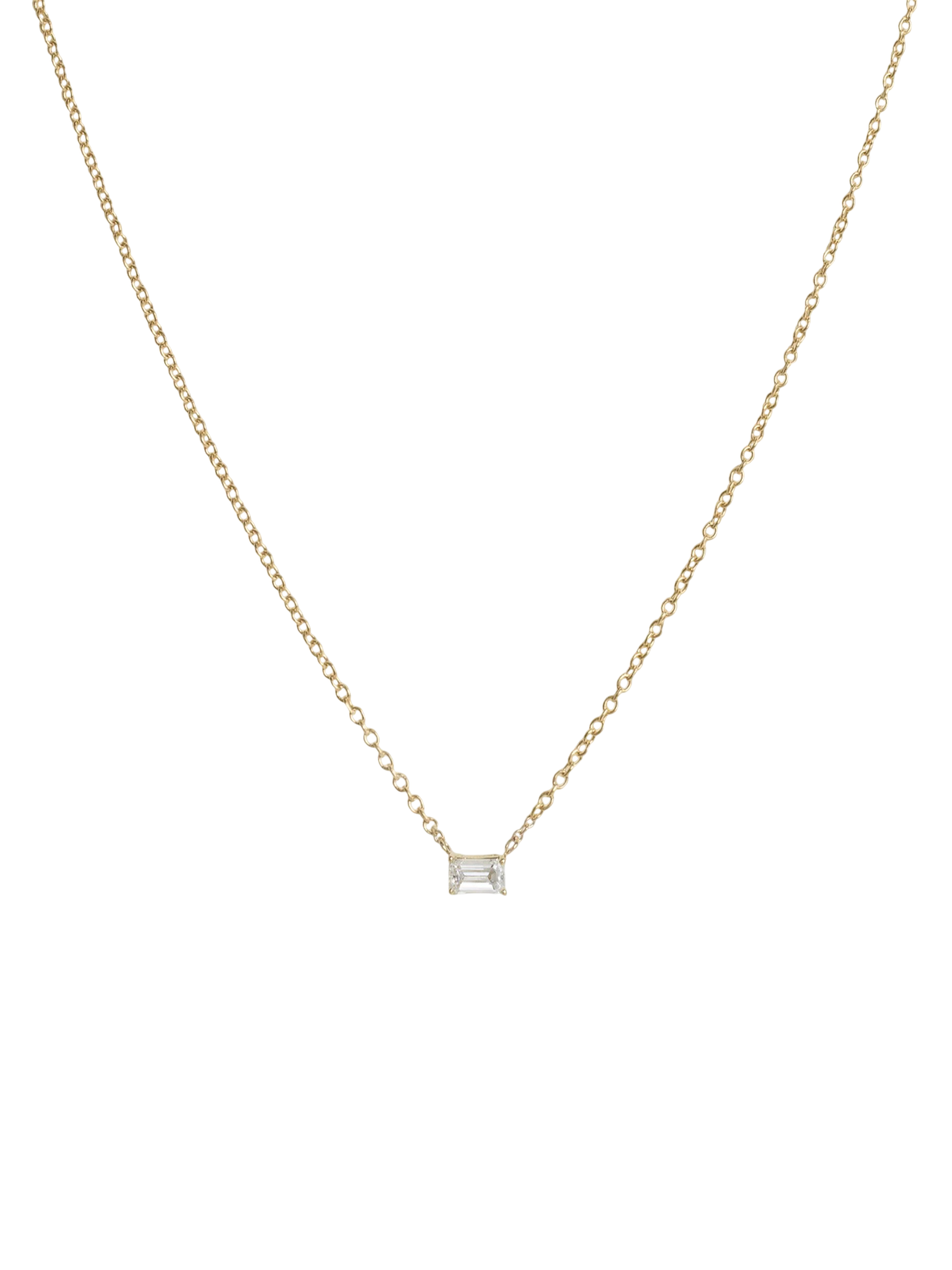 Solitaire Floating Emerald Diamond Necklace