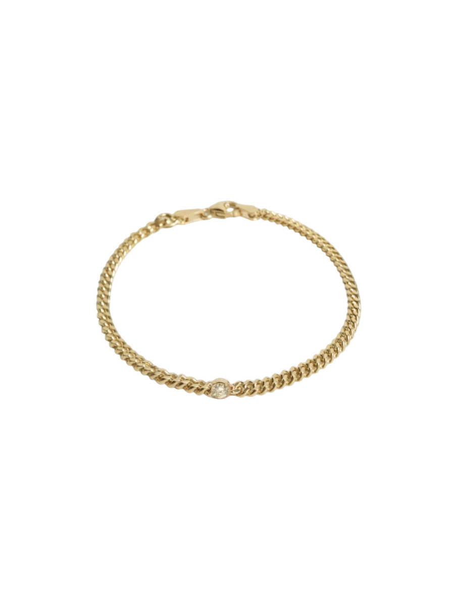 Petite Capri Curb Chain Bracelet Diamond photo