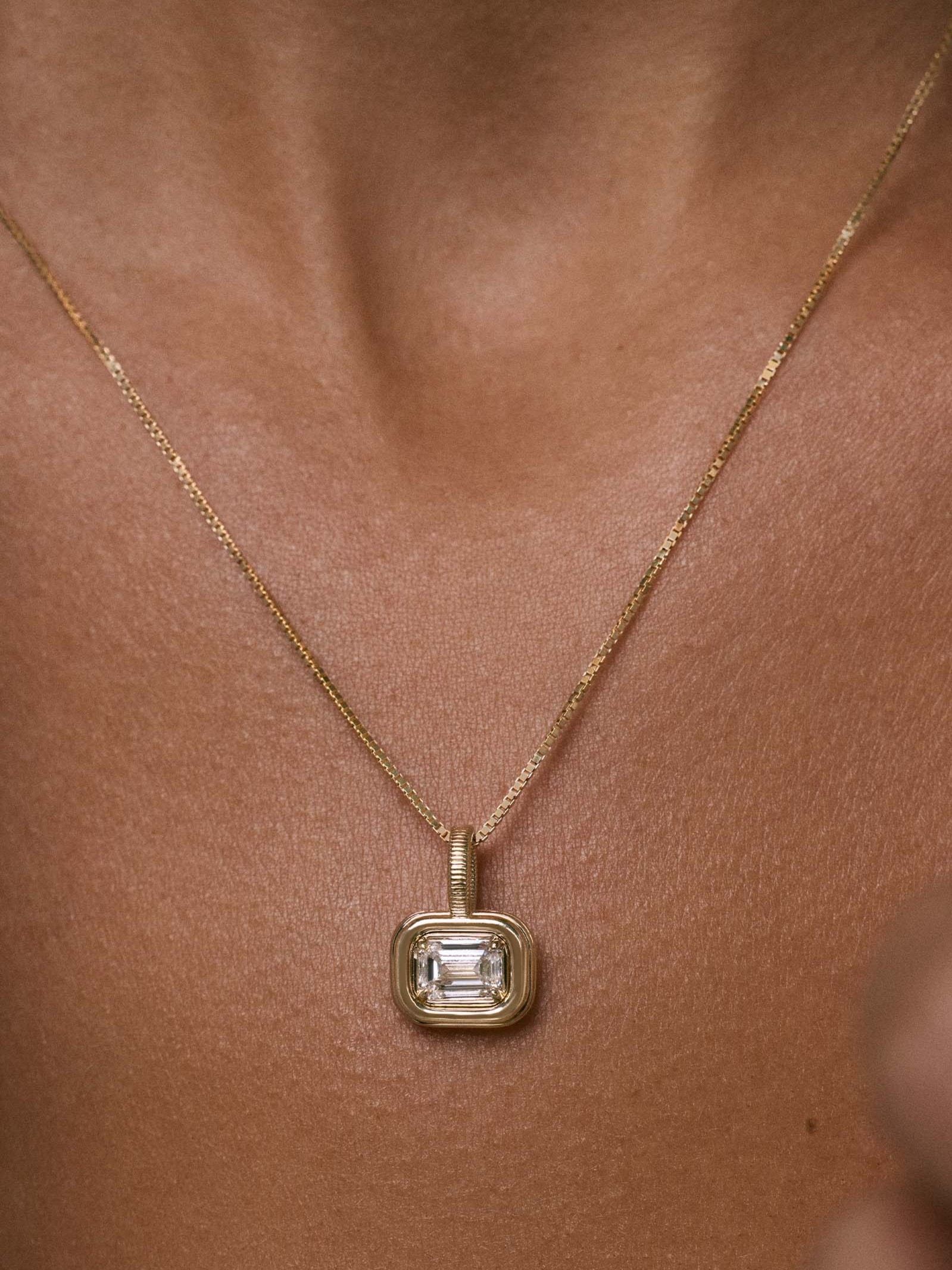Margot Pendant Emerald Cut Diamond Necklace