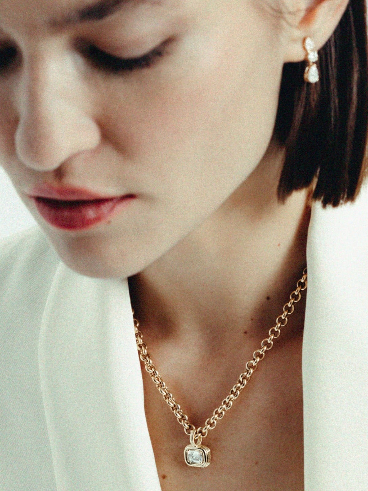Margot Pendant Emerald Cut Diamond Necklace