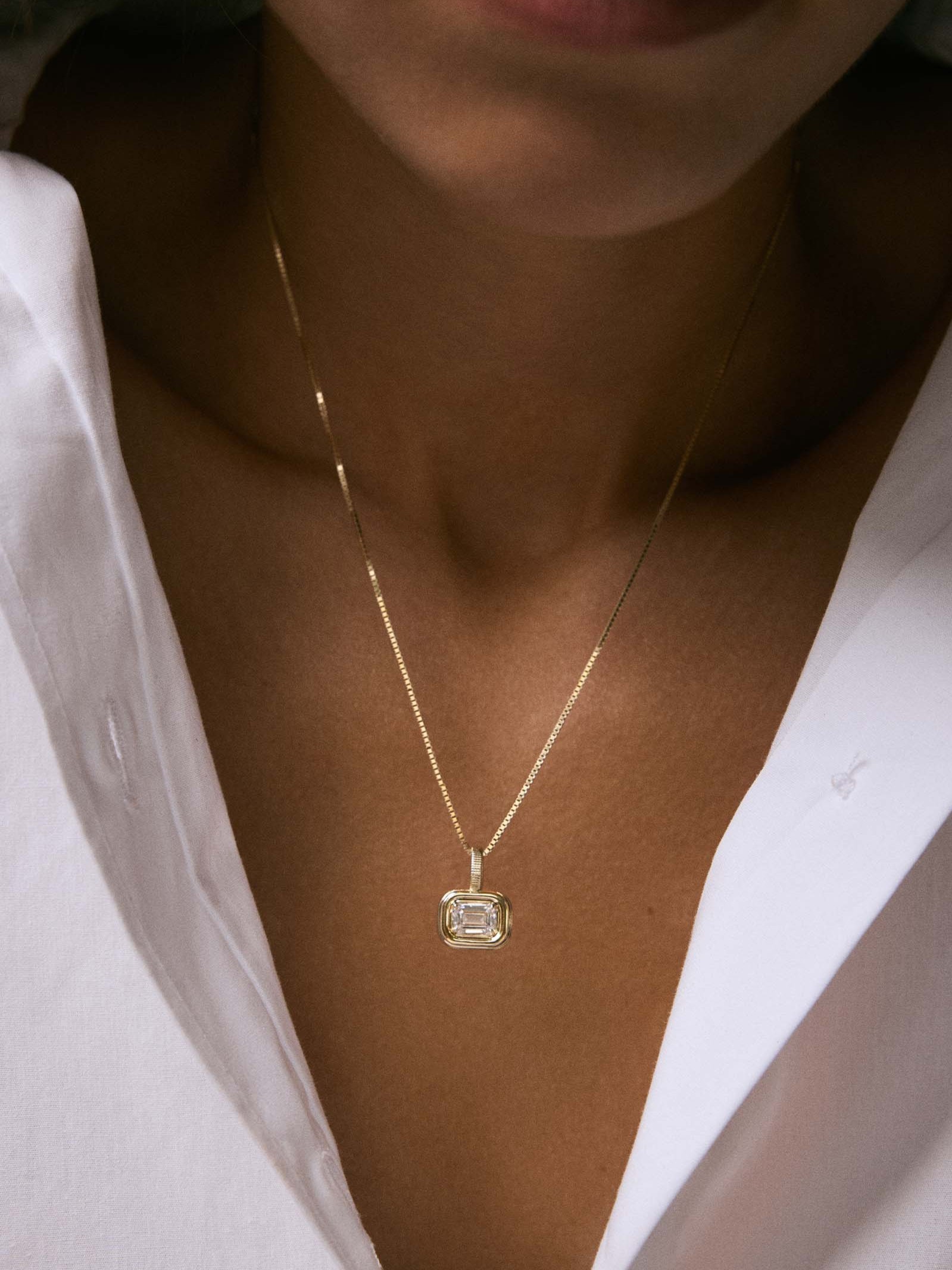 Margot Pendant Emerald Cut Diamond Necklace