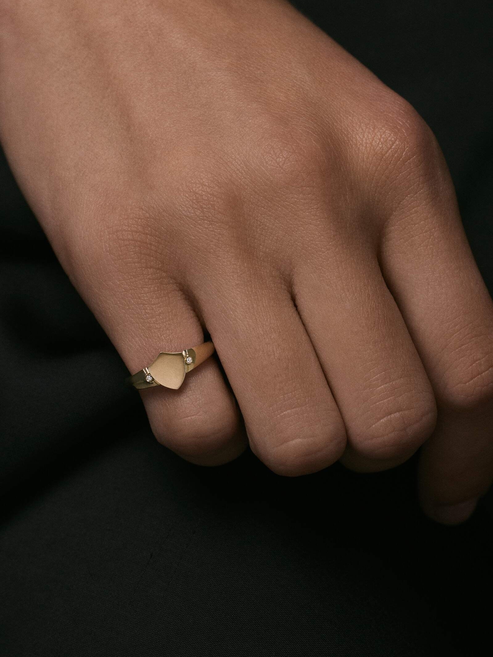 Ace Shield Diamond Signet Ring
