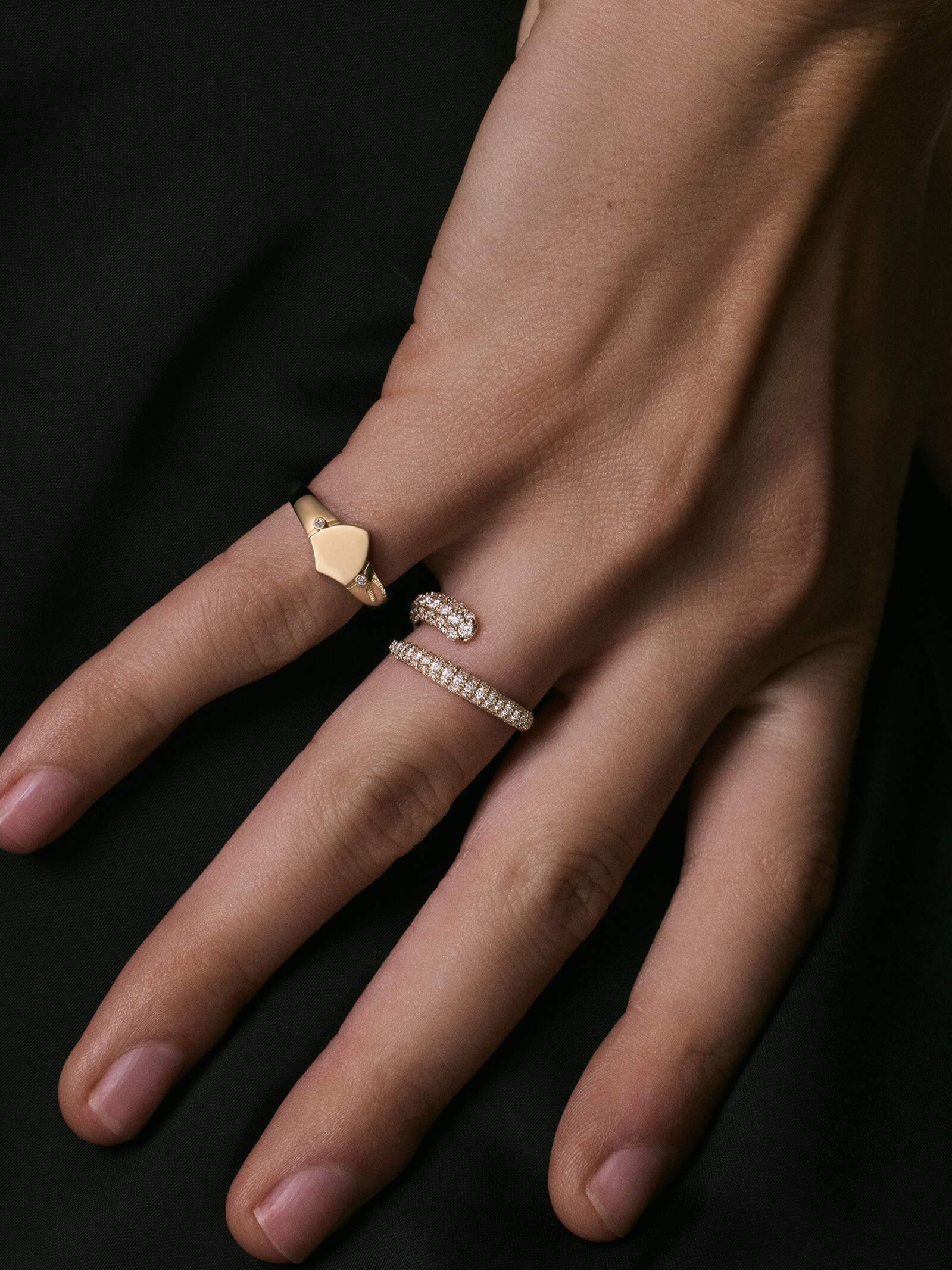 Ace Shield Diamond Signet Ring