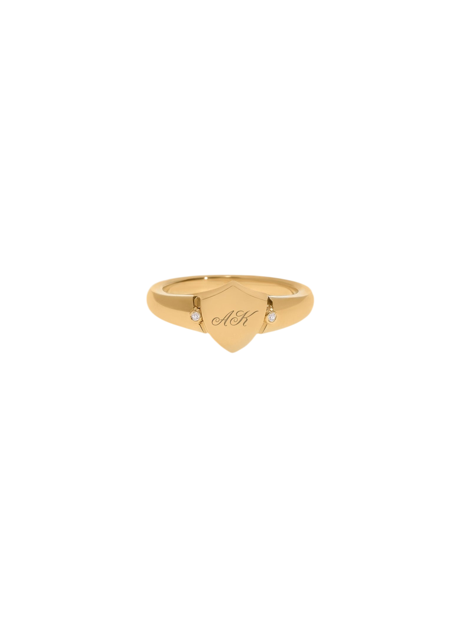 Ace Shield Diamond Signet Ring
