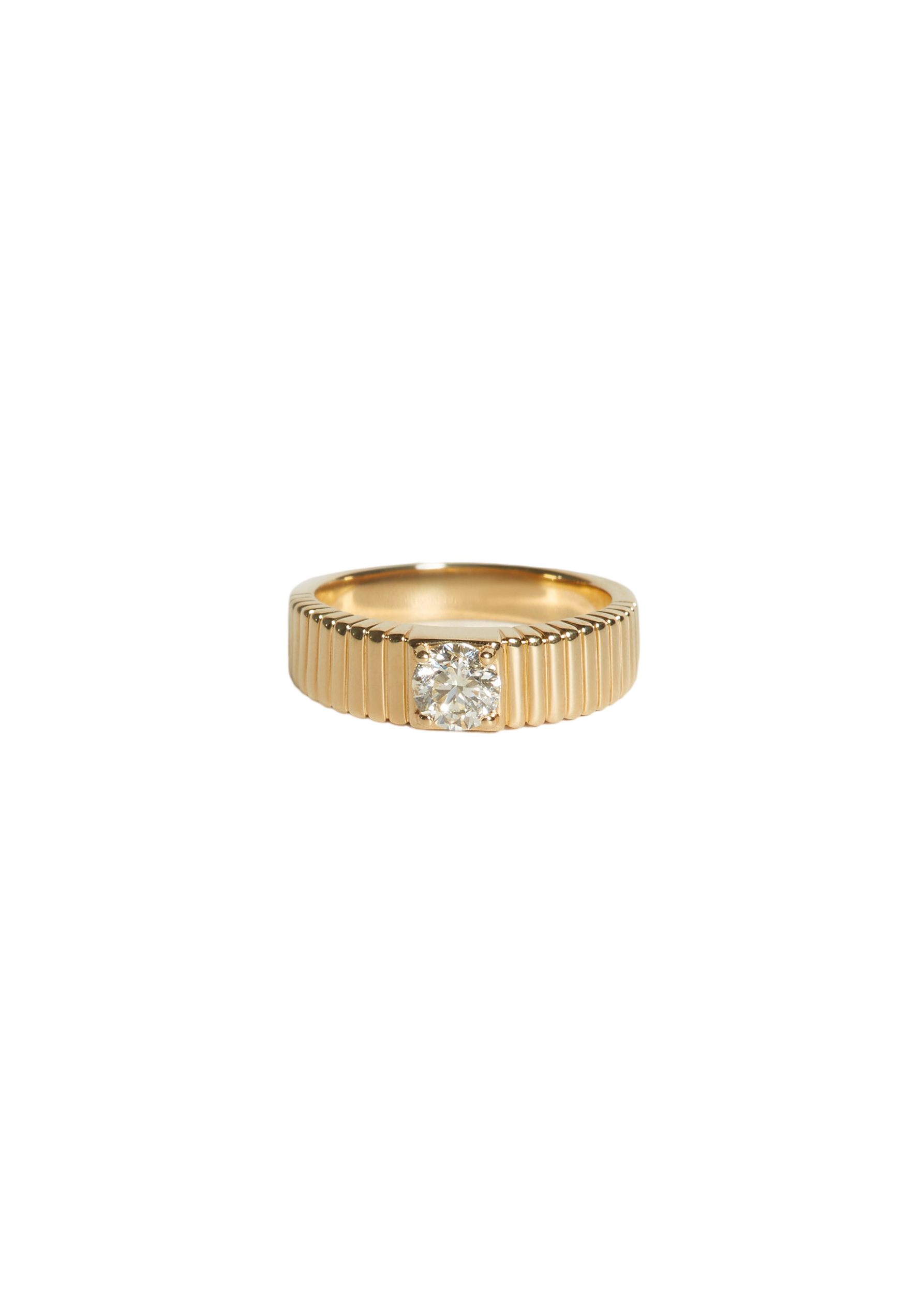 Solis ribbed ring round diamond 0.5 carat