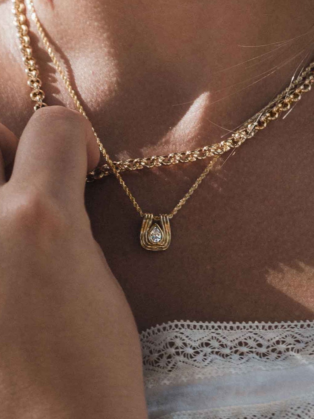Alyssa Pear Diamond Pendant Necklace