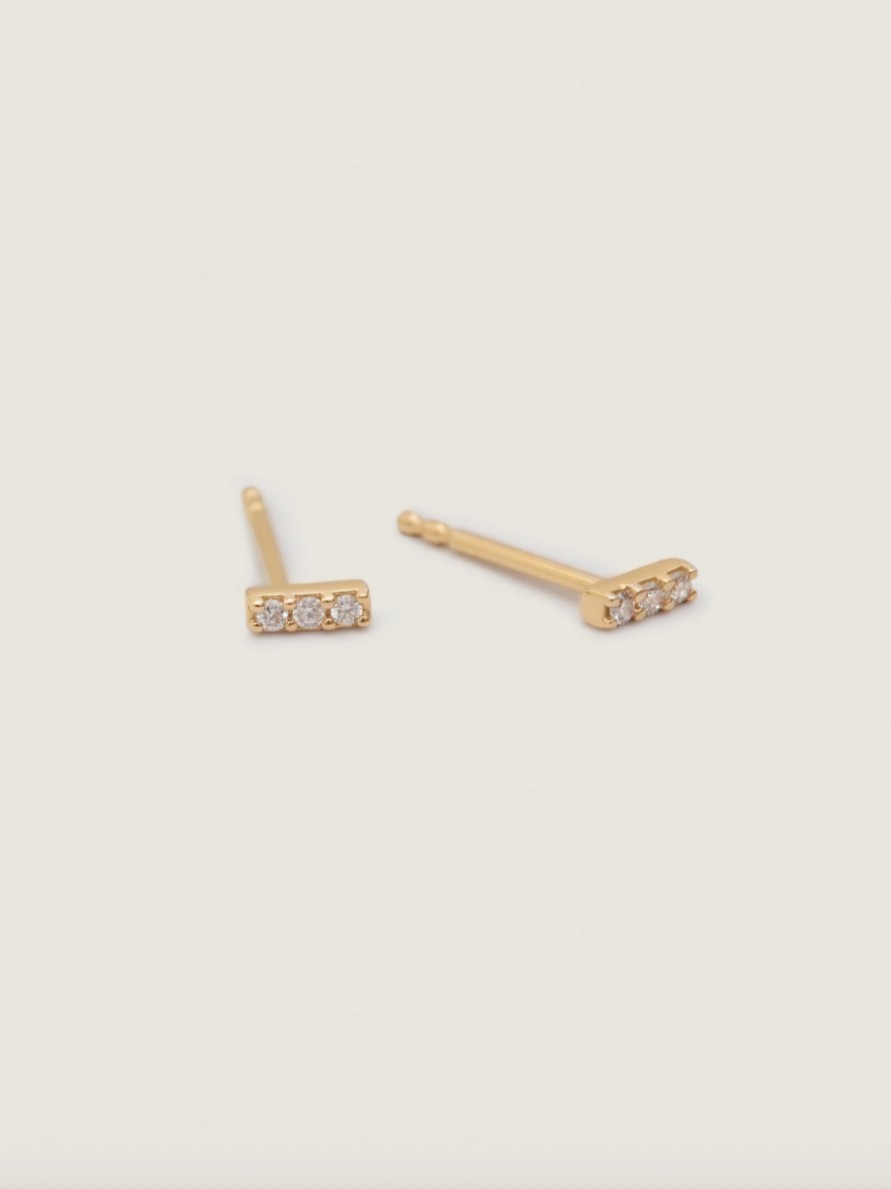 Penelope Bar Stud Earrings Diamond