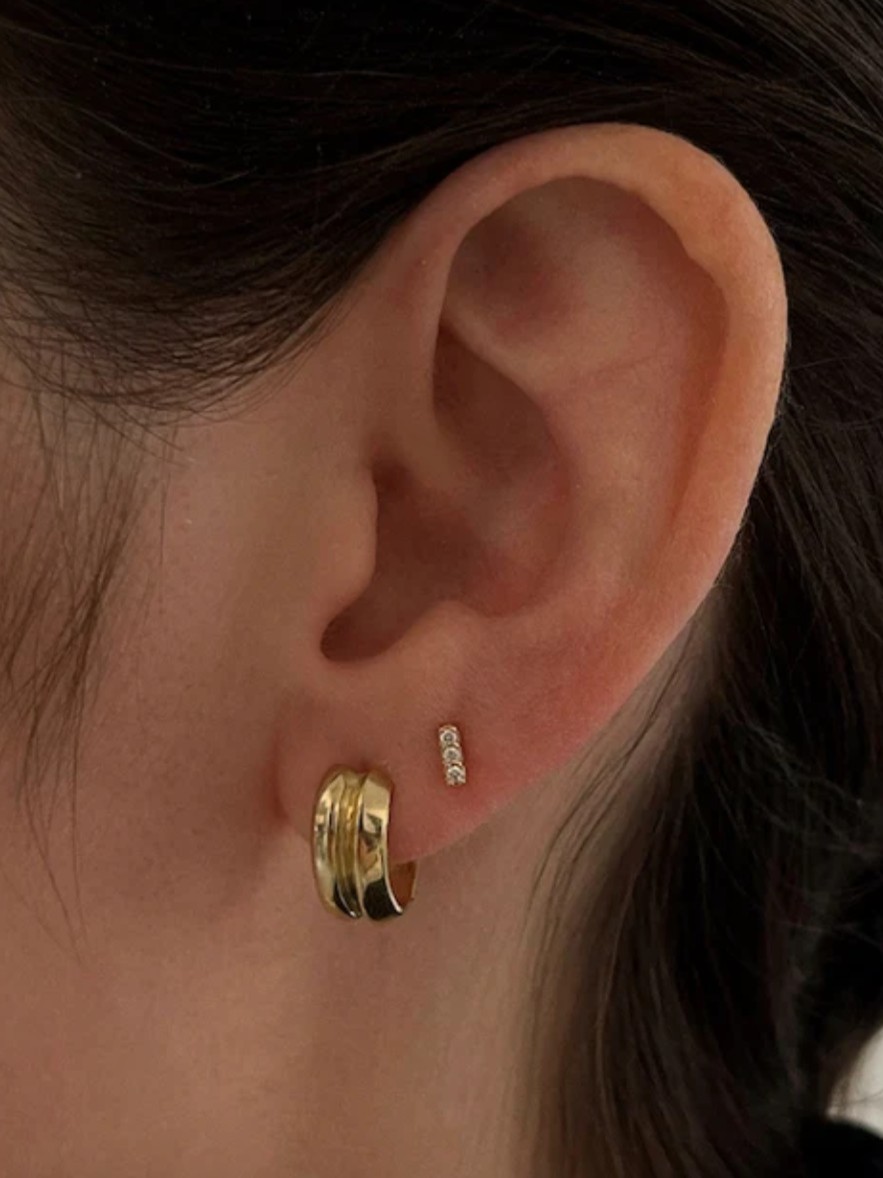 Penelope Bar Stud Earrings Diamond