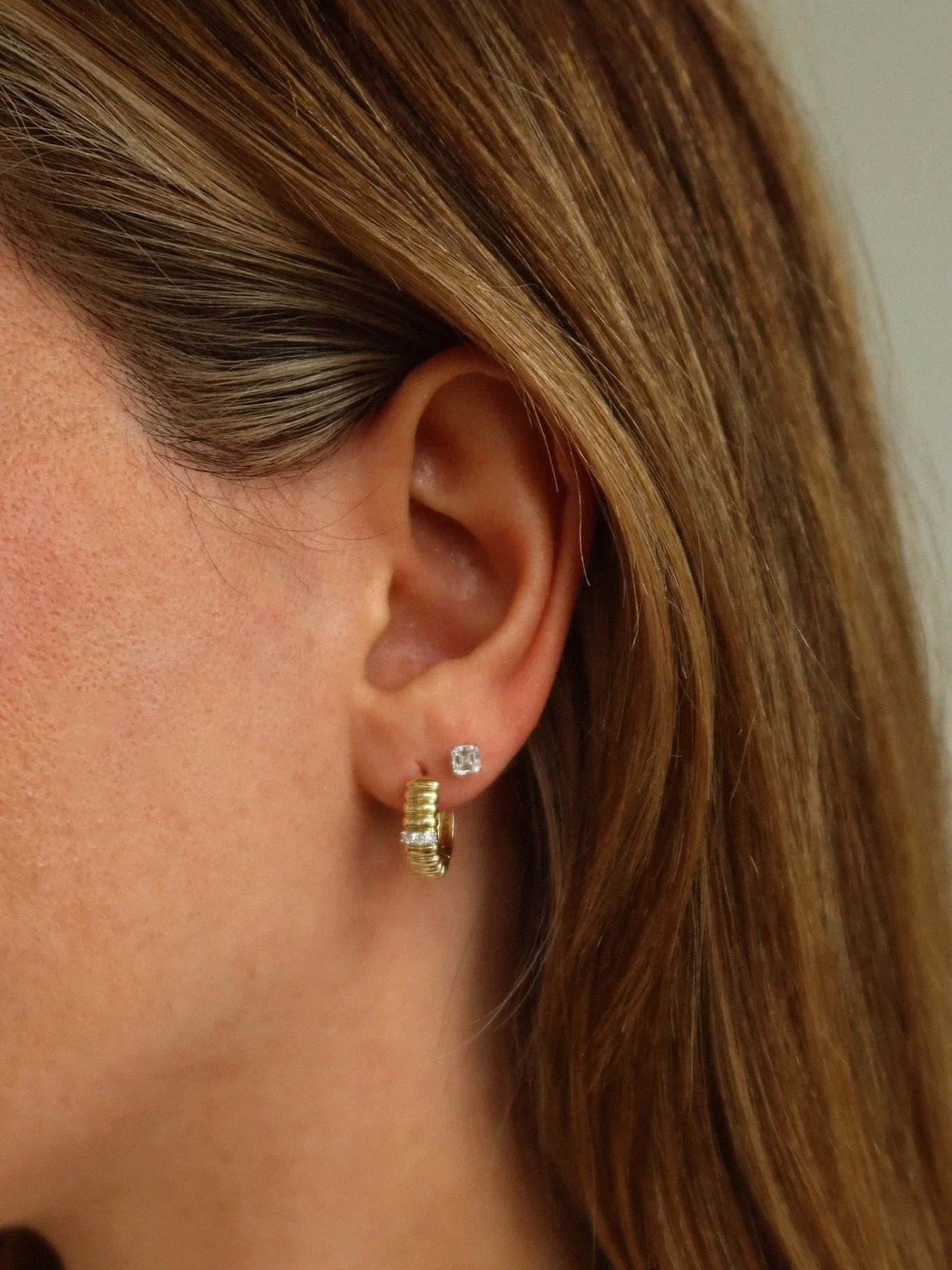 June Asscher Cut Stud Earrings Diamond
