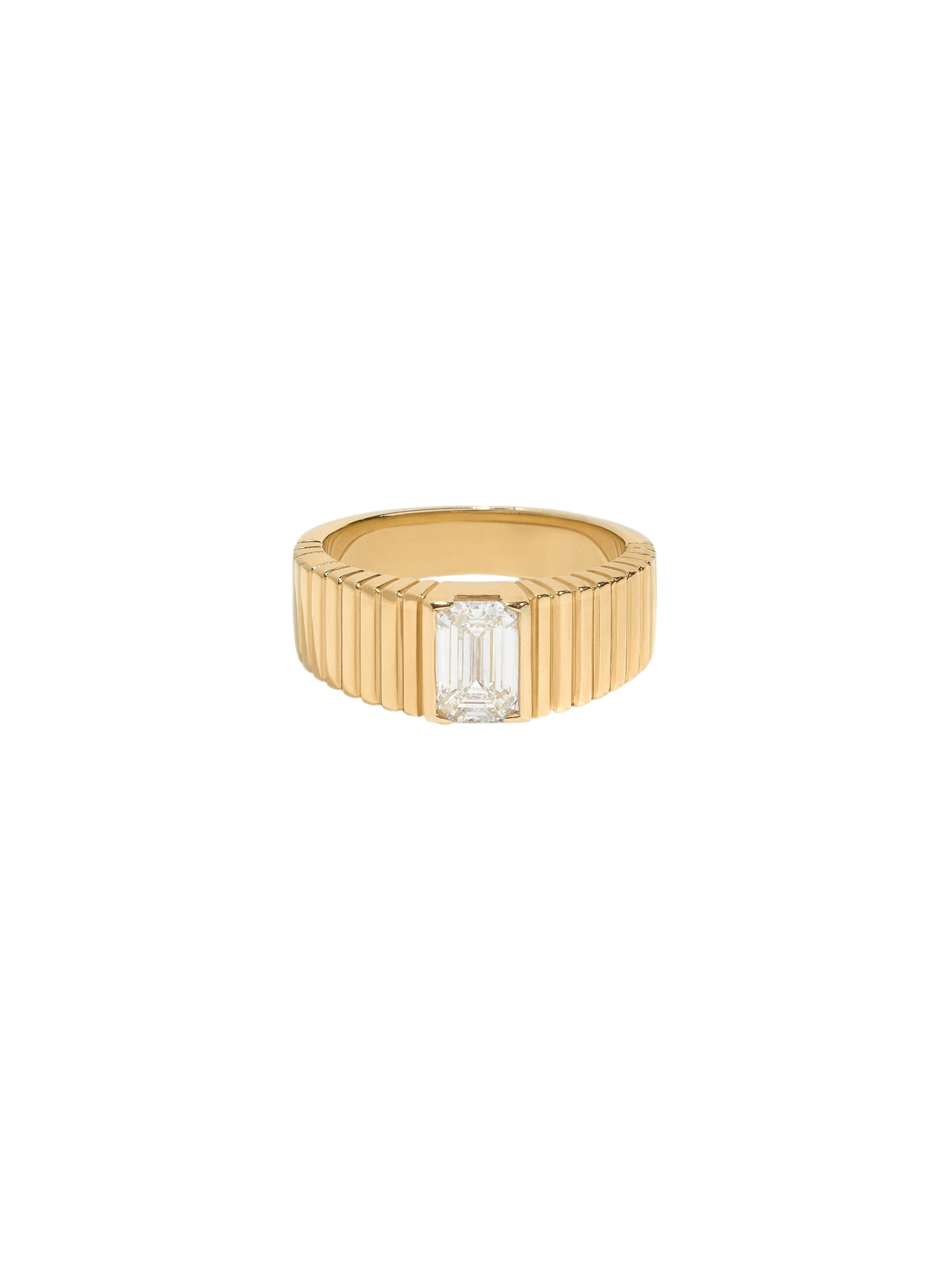 Solis Ribbed Ring Emerald Diamond