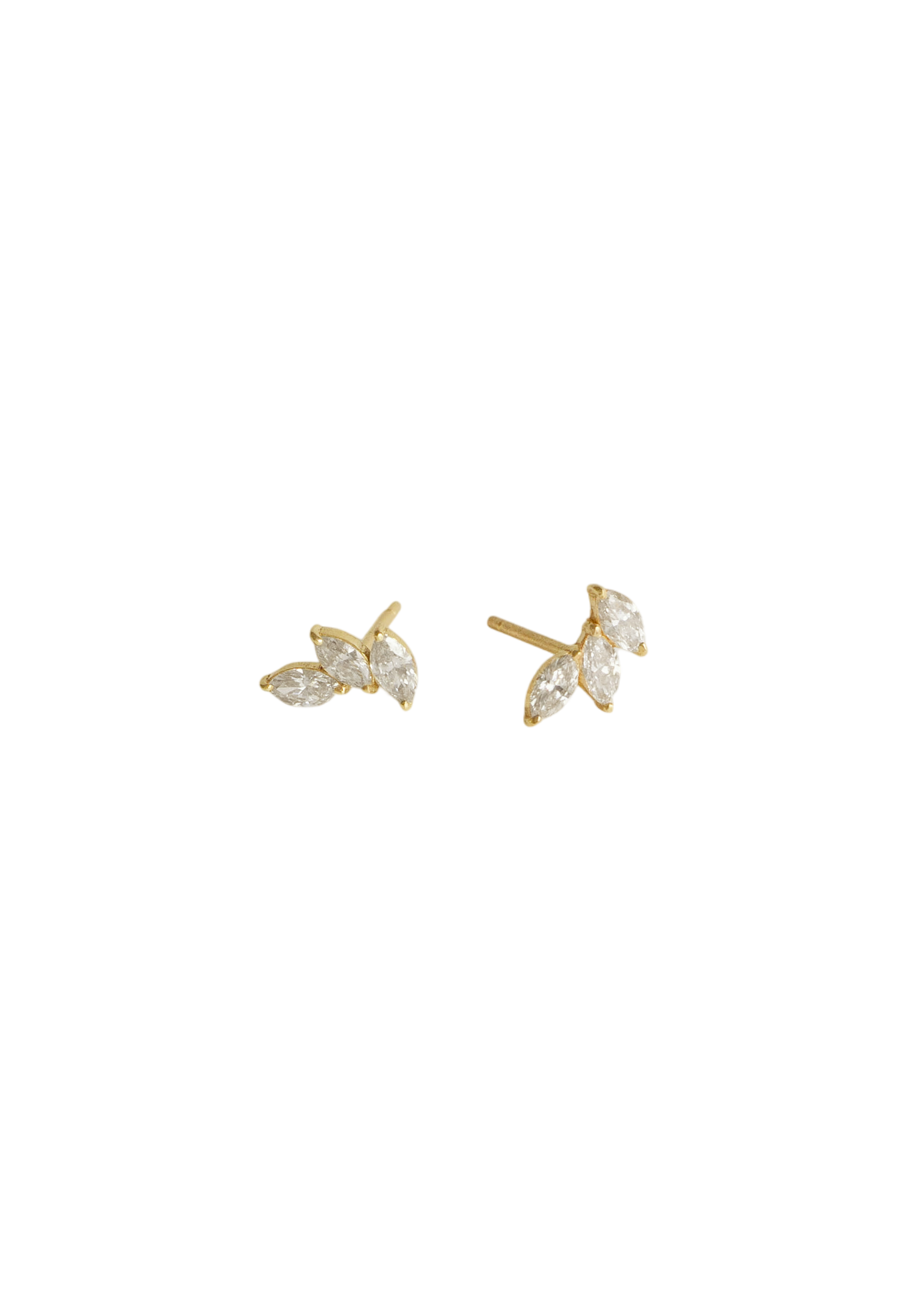 Triple marquise stud earrings diamond