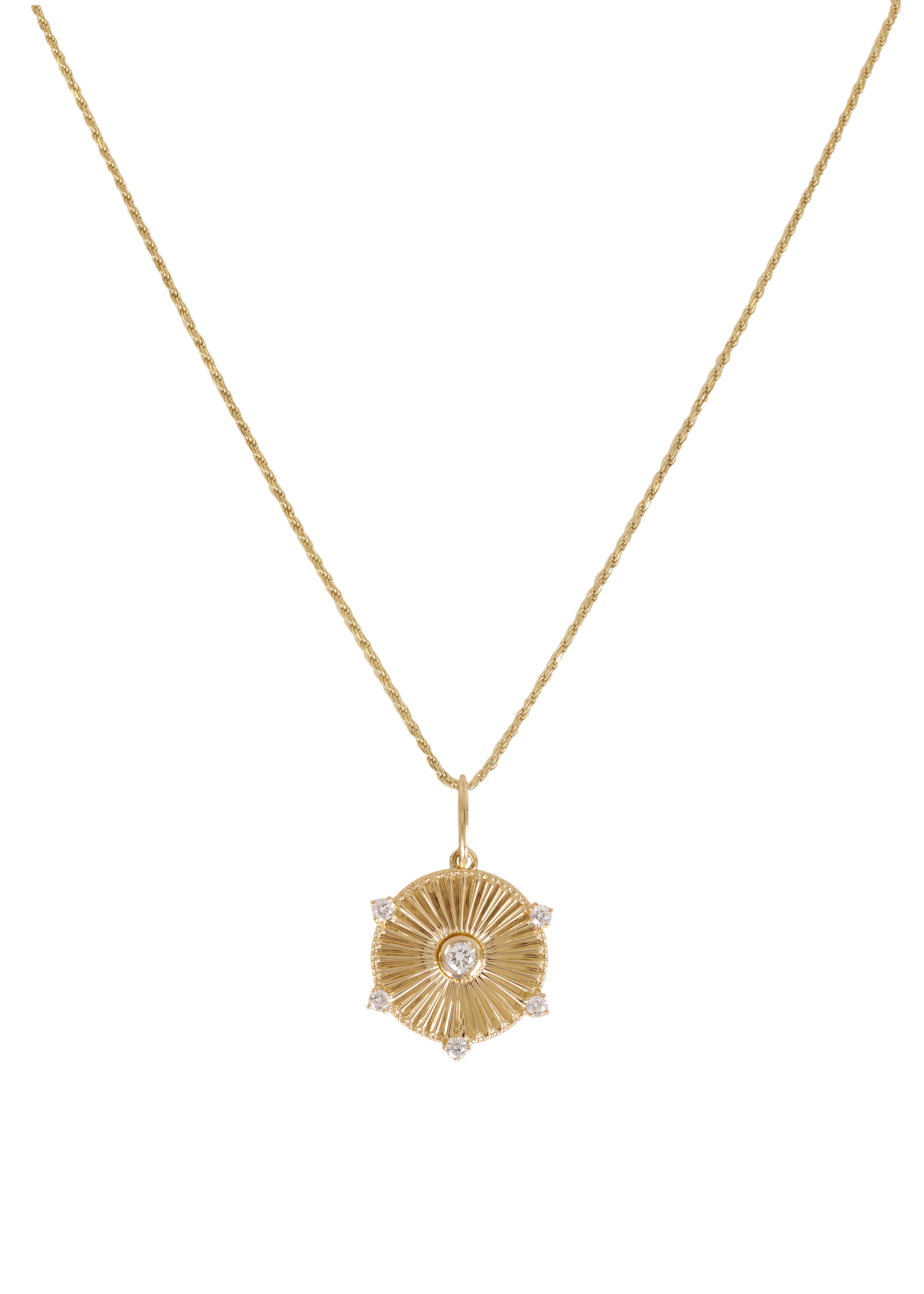 Jordyn ribbed coin necklace diamond