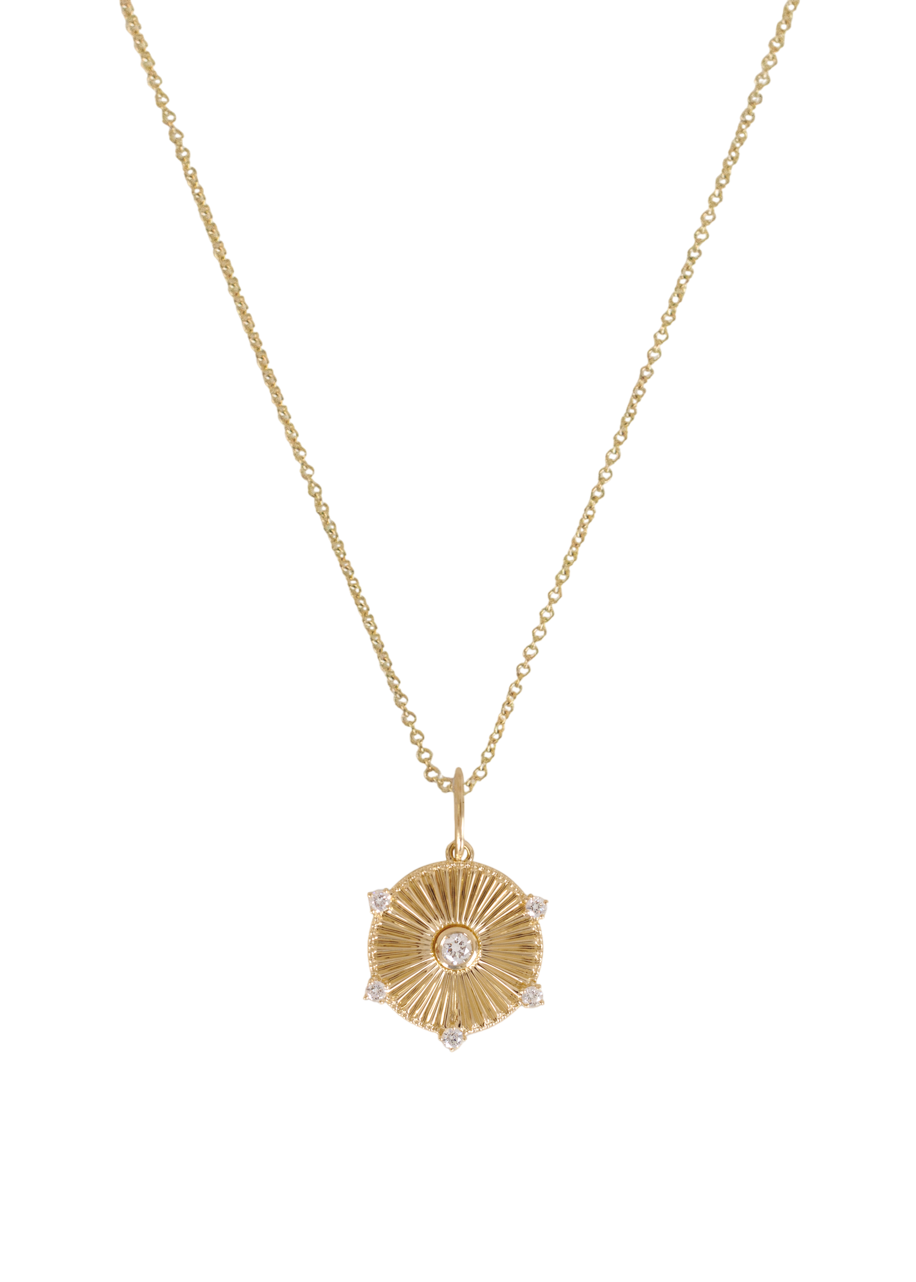 Jordyn ribbed coin necklace diamond