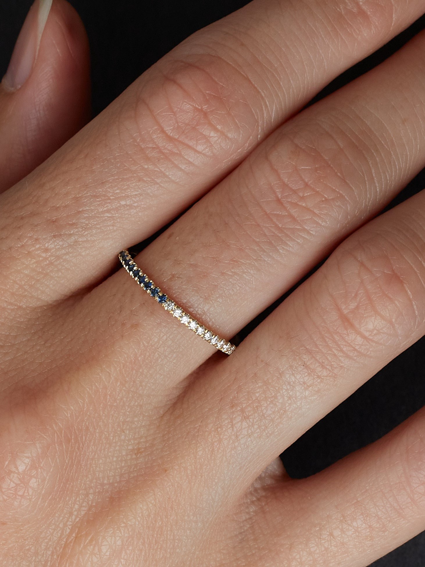 Two In One Pavé Birthstone Ring Blue Sapphire