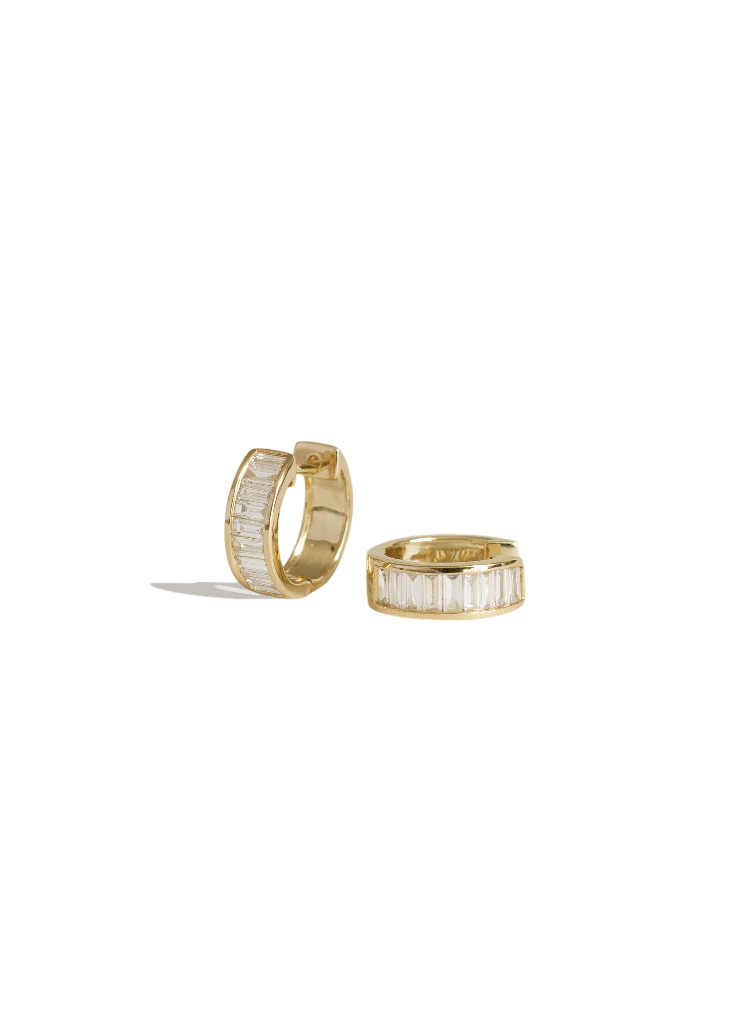 Bobbi baguette diamond huggie earrings