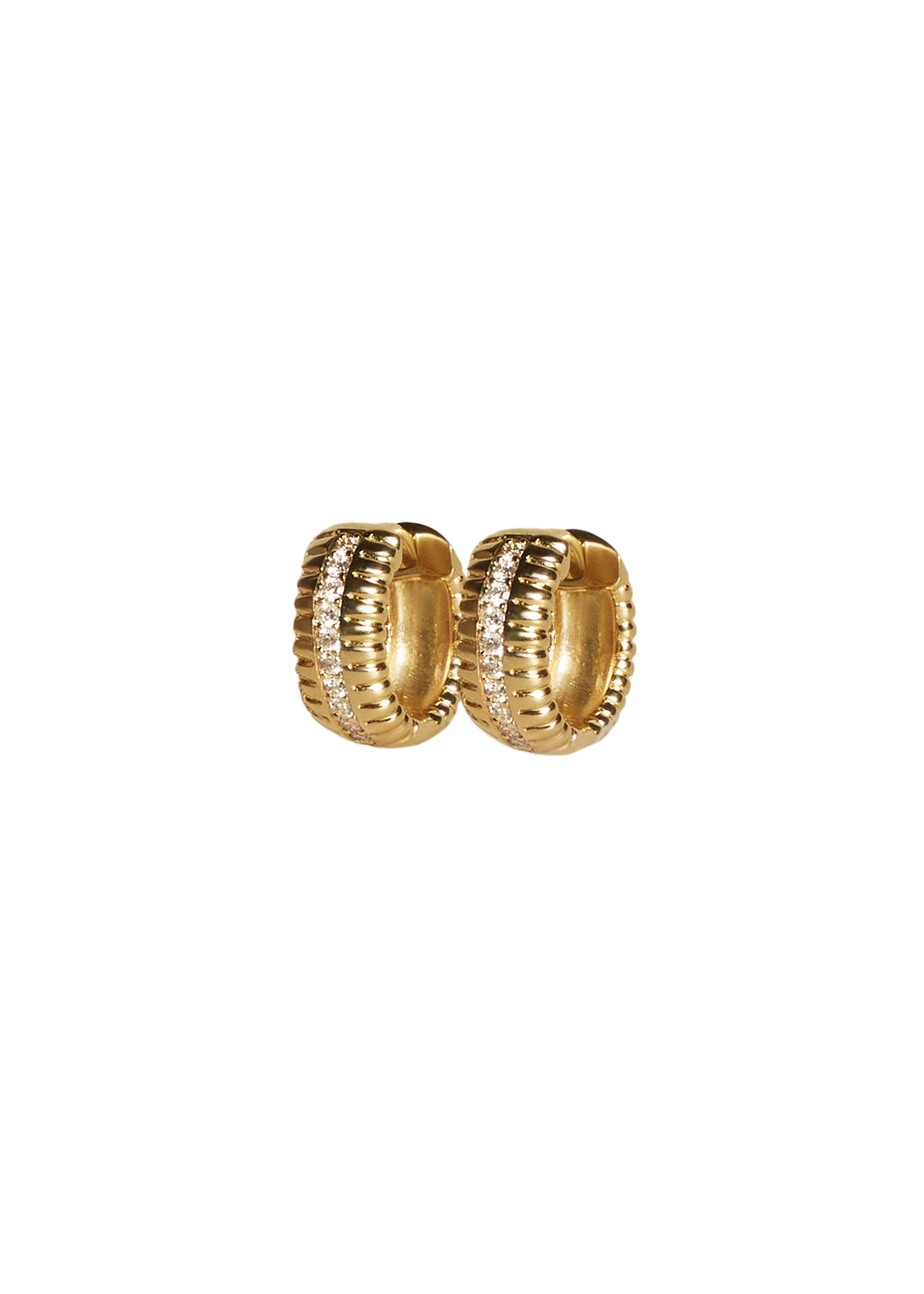 Solis ribbed pavé diamond earrings