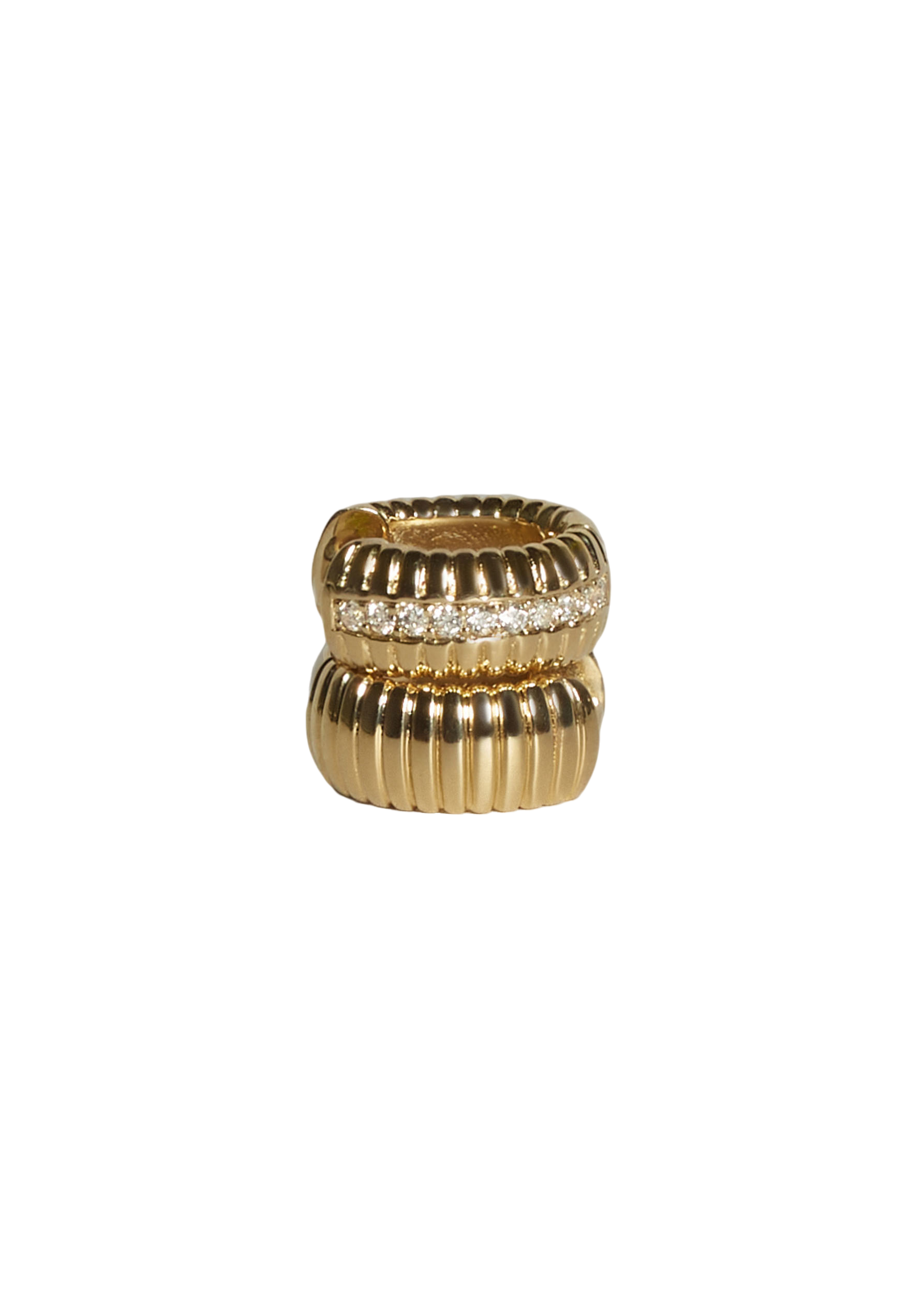 Solis ribbed pavé diamond earrings
