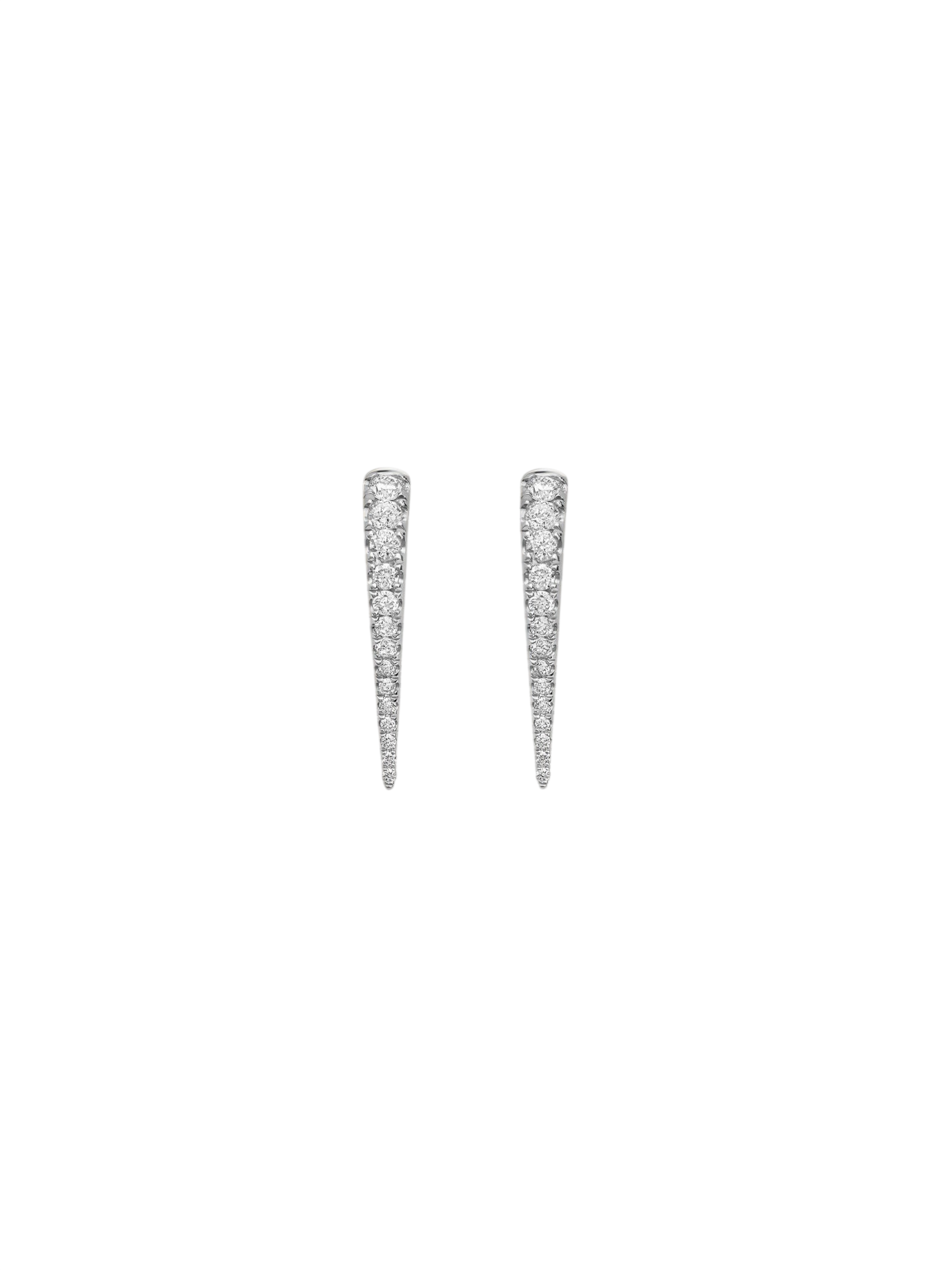 Point Pavé Diamond Huggie Earrings White Gold photo