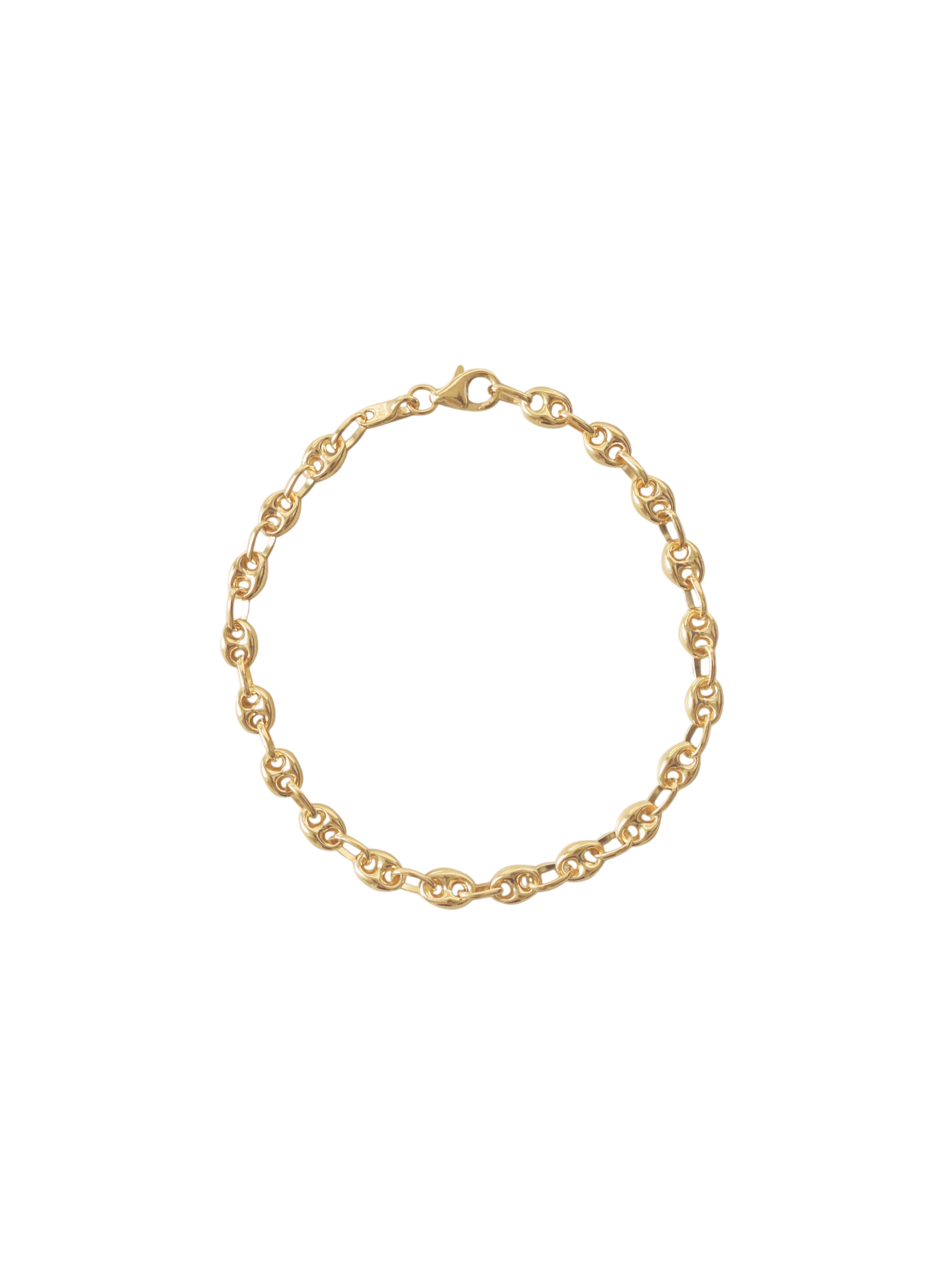 Petite Puffed Mariner Chain Bracelet Gold