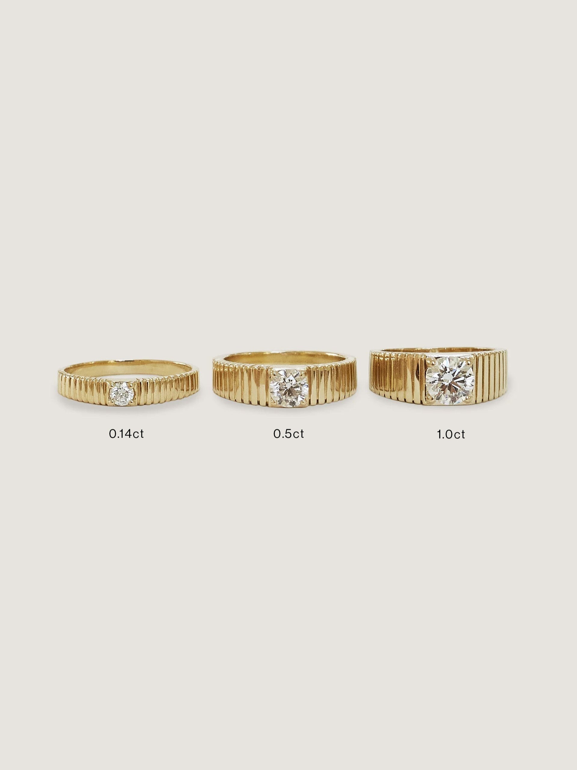 Petite Classic Solis Ribbed Ring Diamond