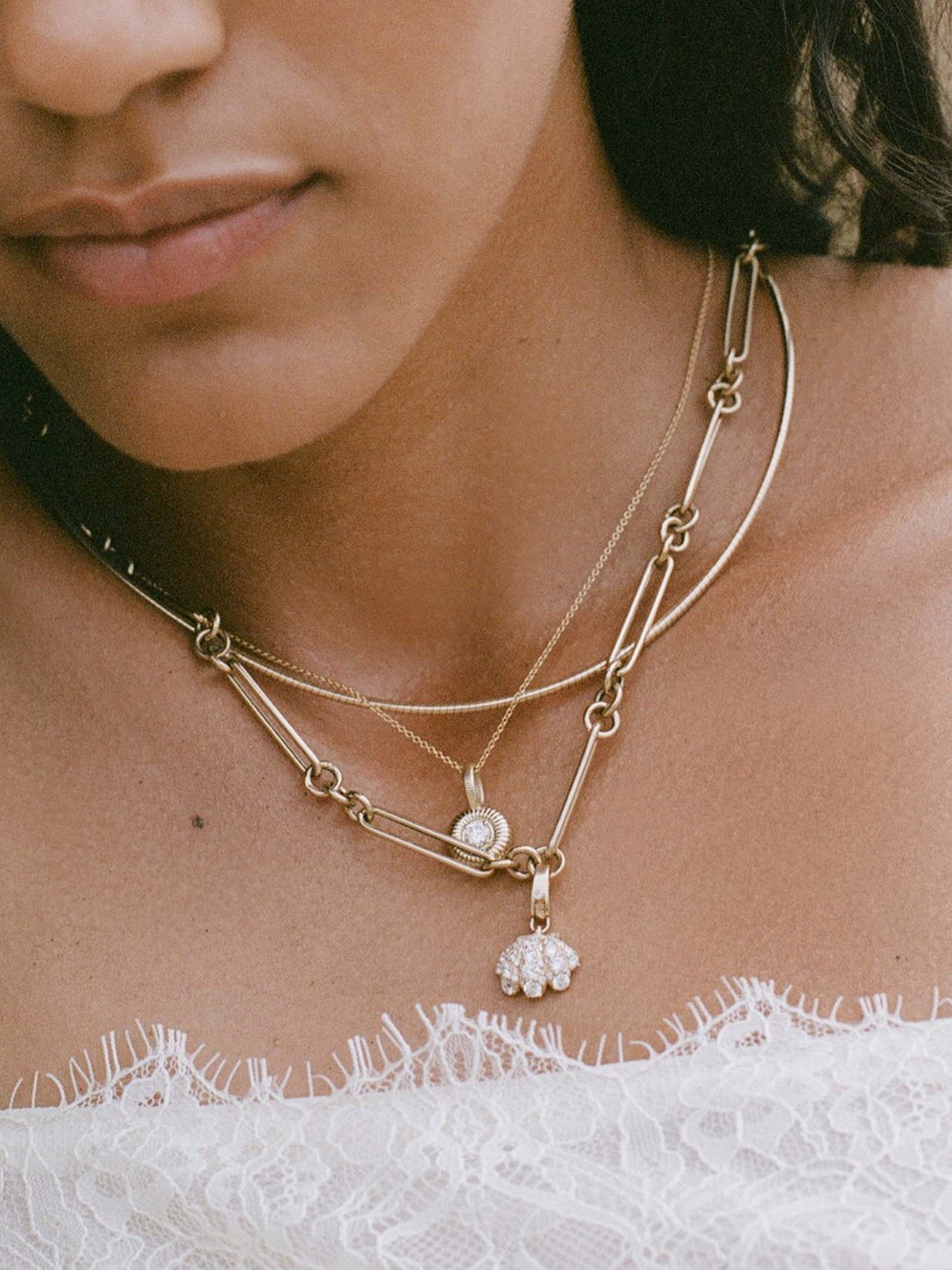 Pavé Diamond Shell Charm