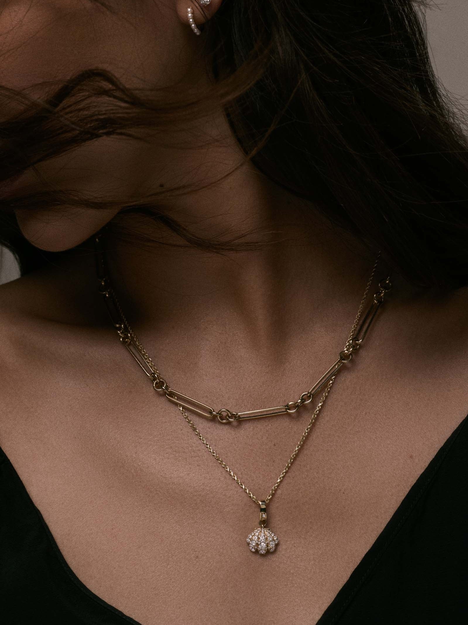 Pavé Diamond Shell Charm