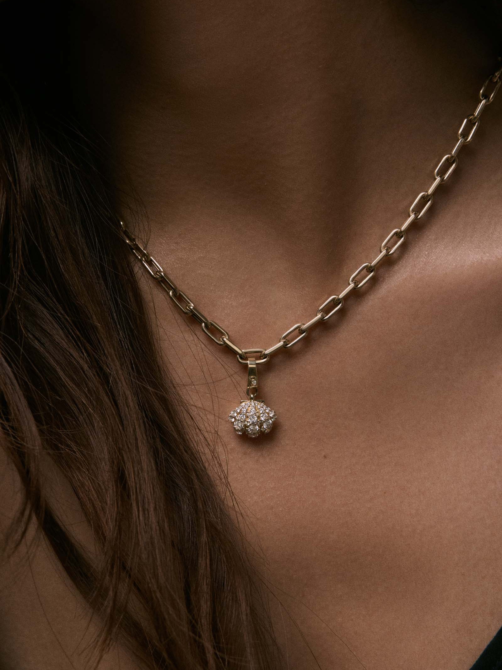 Pavé Diamond Shell Charm