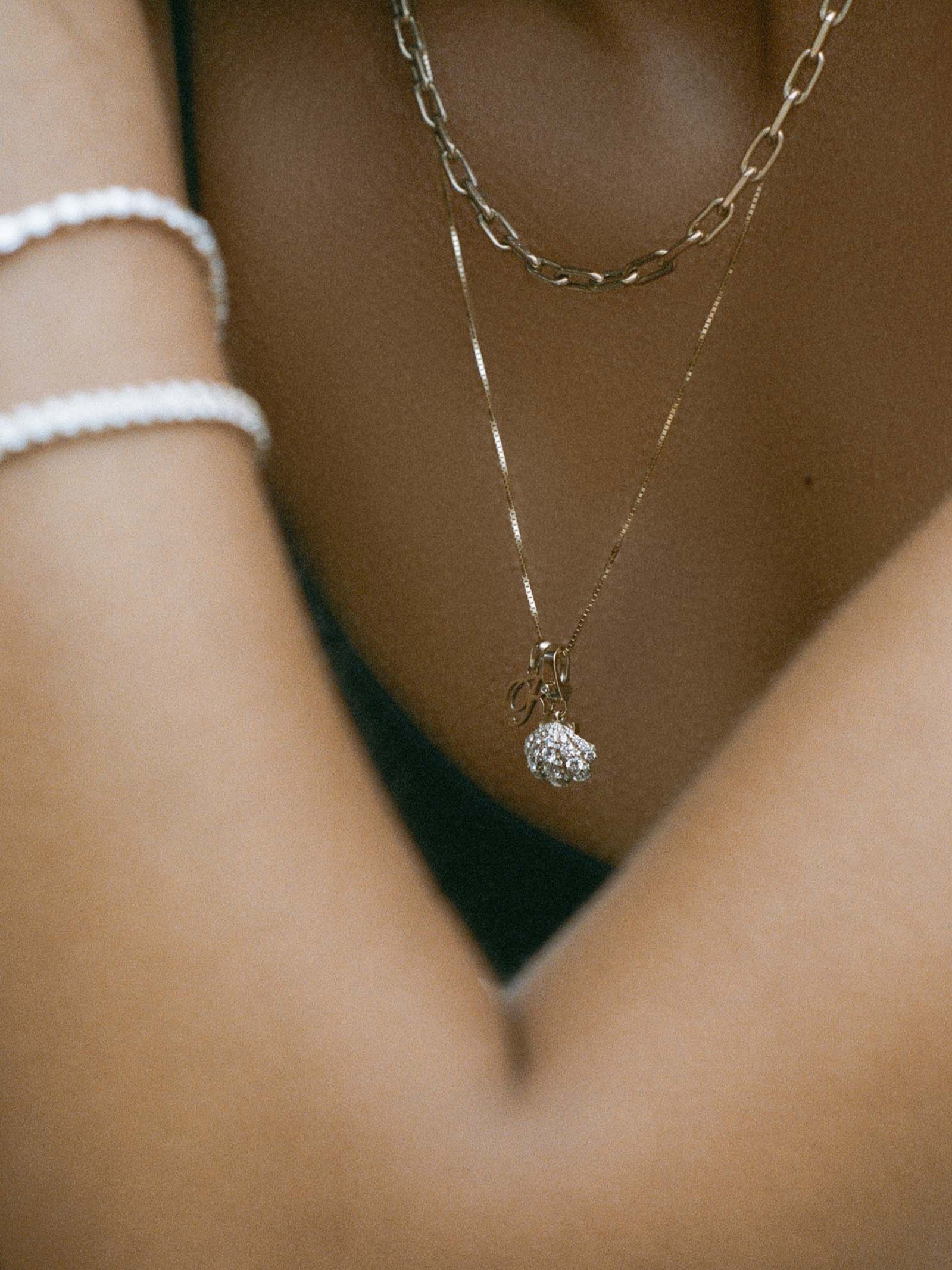 Pavé Diamond Shell Charm