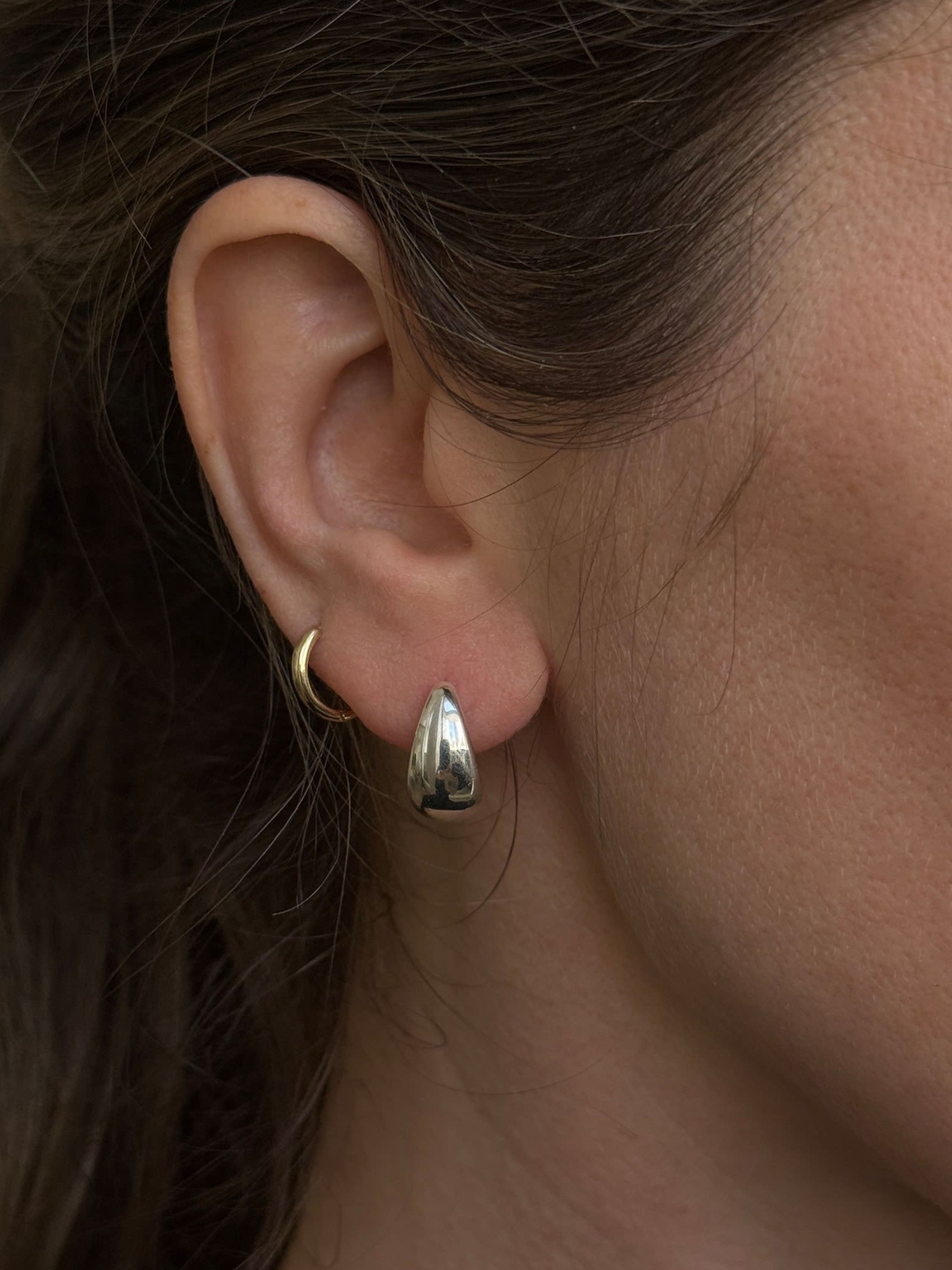 Teardrop Hoop Earrings Silver