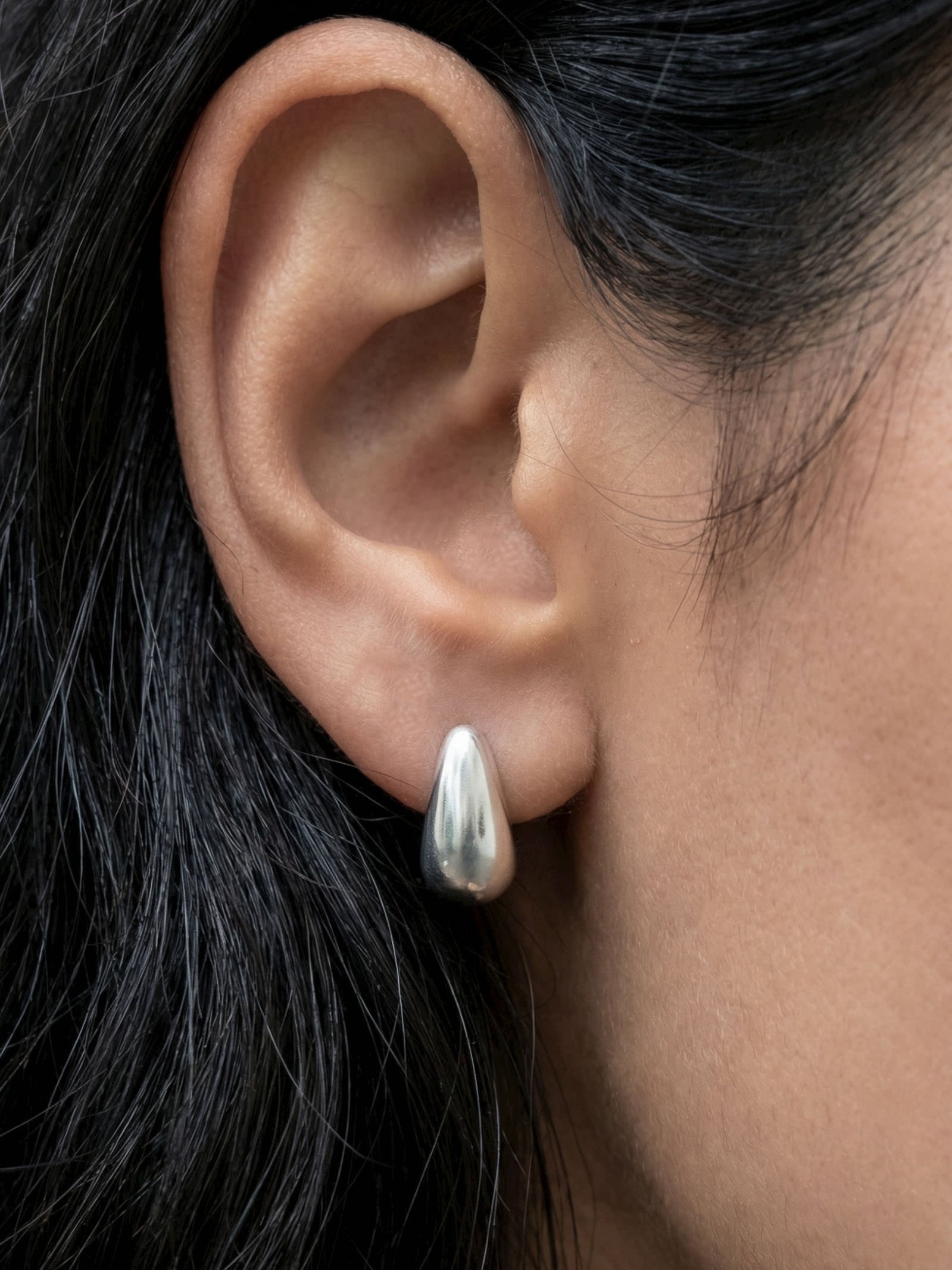 Teardrop Hoop Earrings Silver