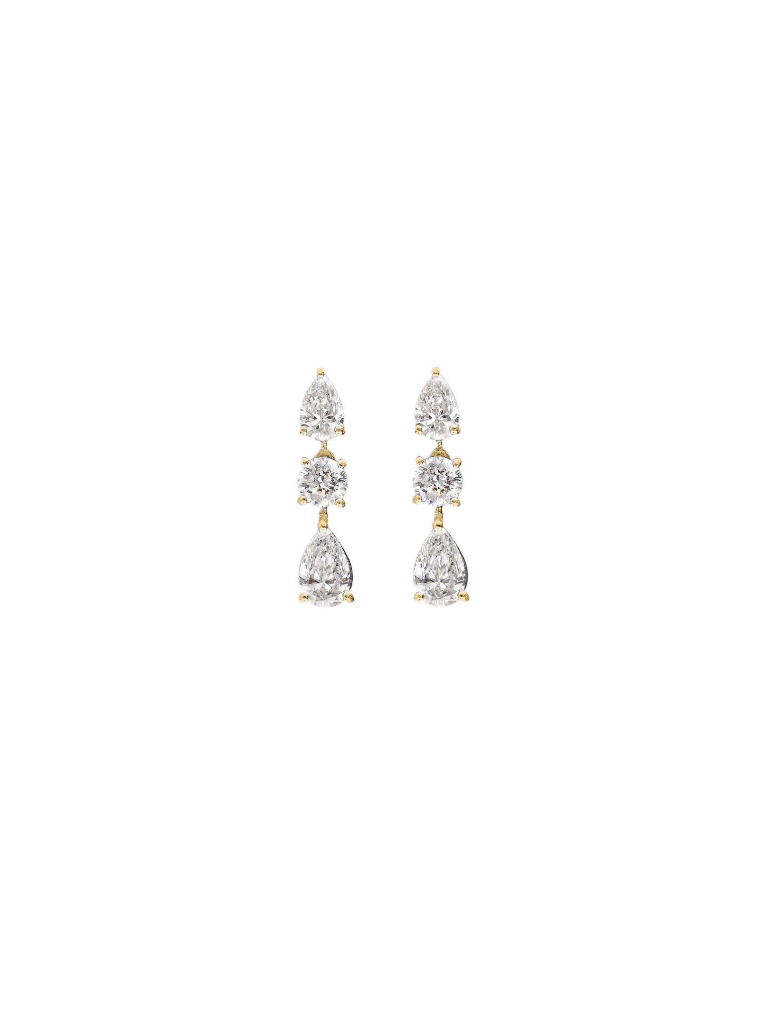 Third time's a charm drop earrings pear 2.7ctw diamond