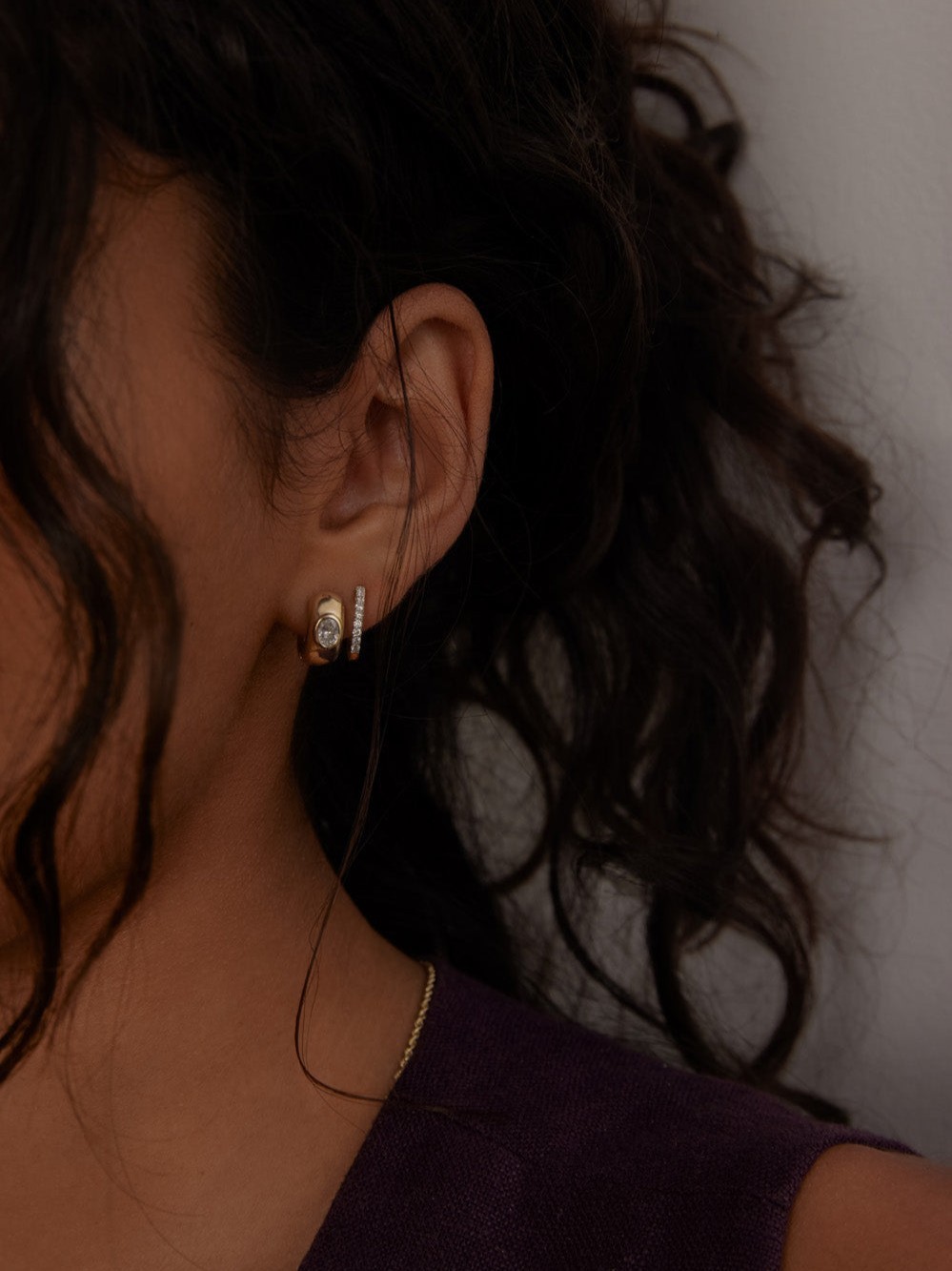 Pavé Huggie Earrings Diamond
