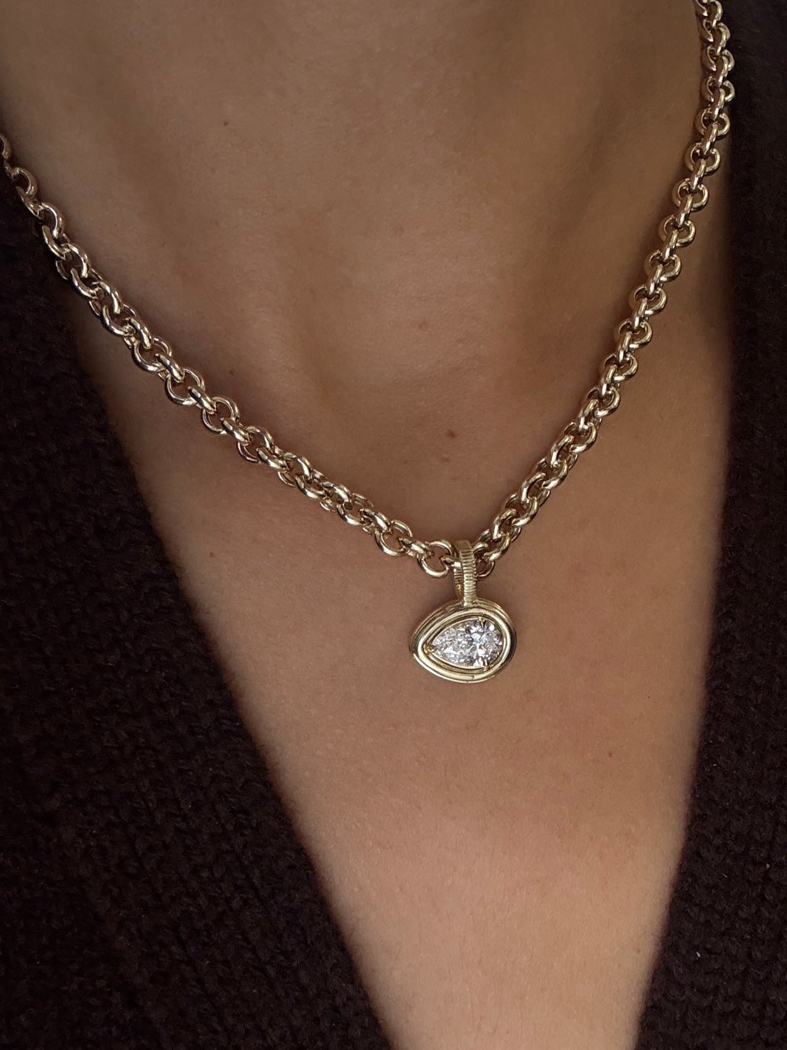 Colette Pendant Pear Diamond Necklace
