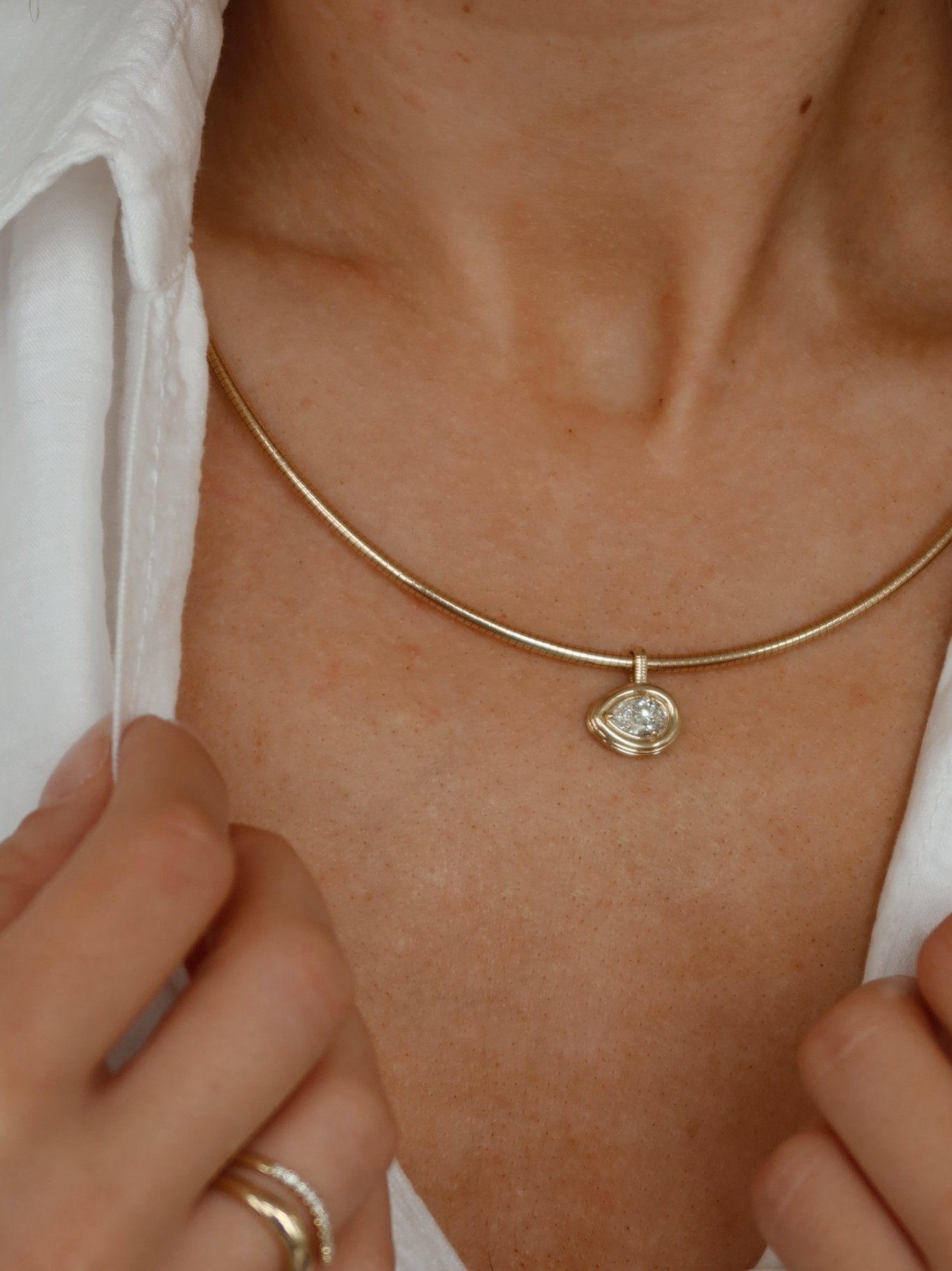 Colette Pendant Pear Diamond Necklace