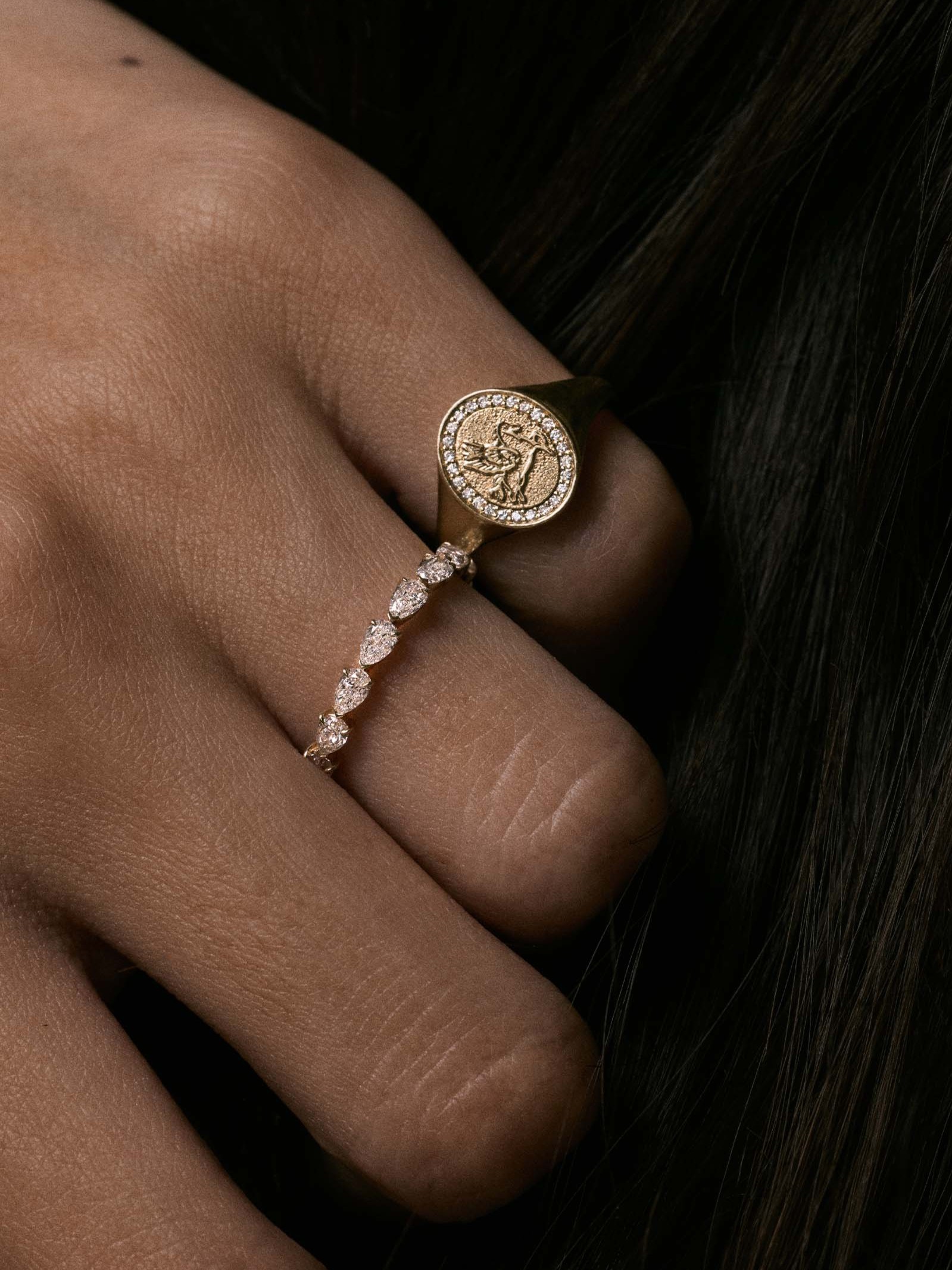 Pegasus Dream Diamond Signet Ring