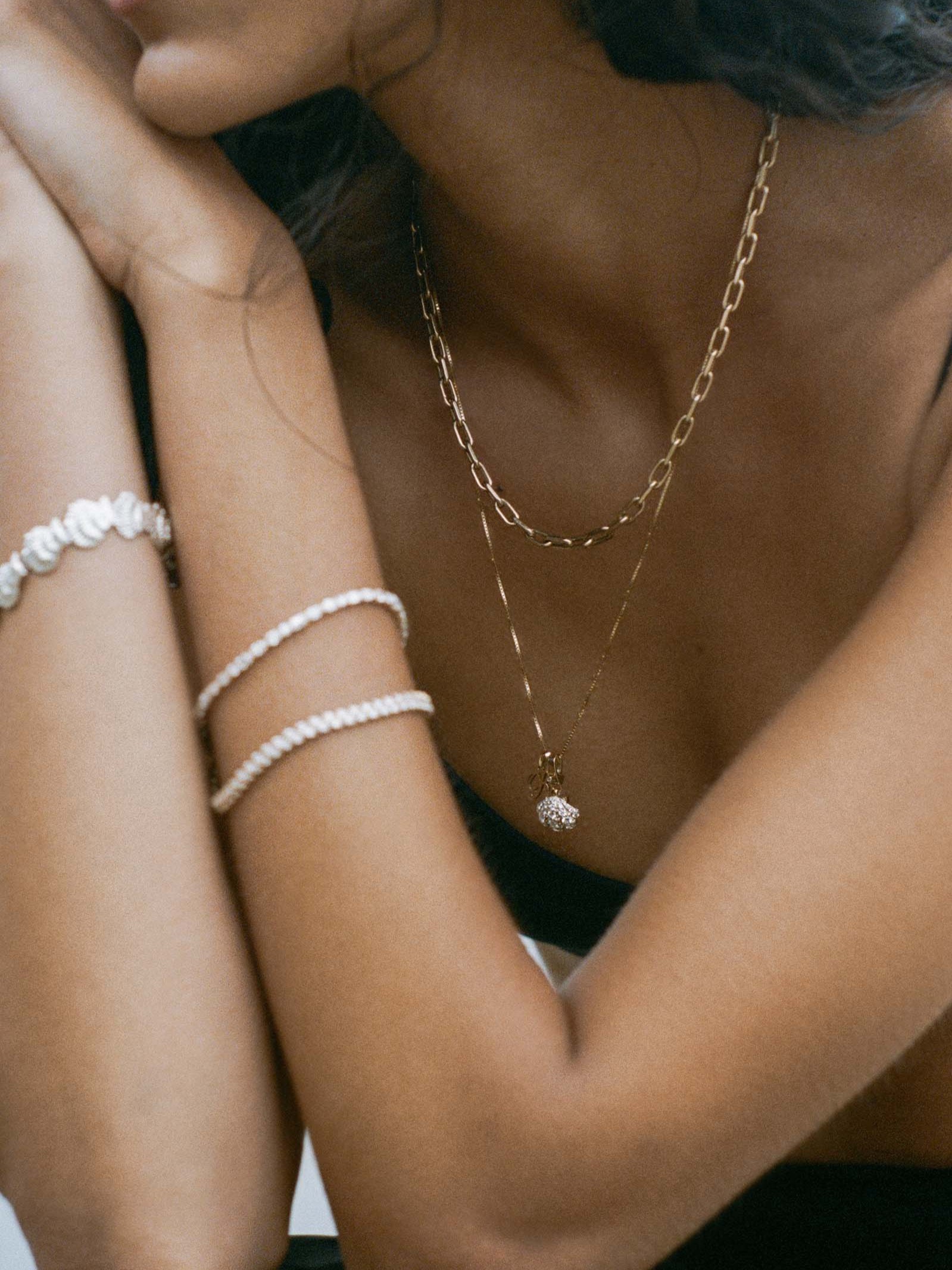 Pavé Diamond Shell Charm Necklace