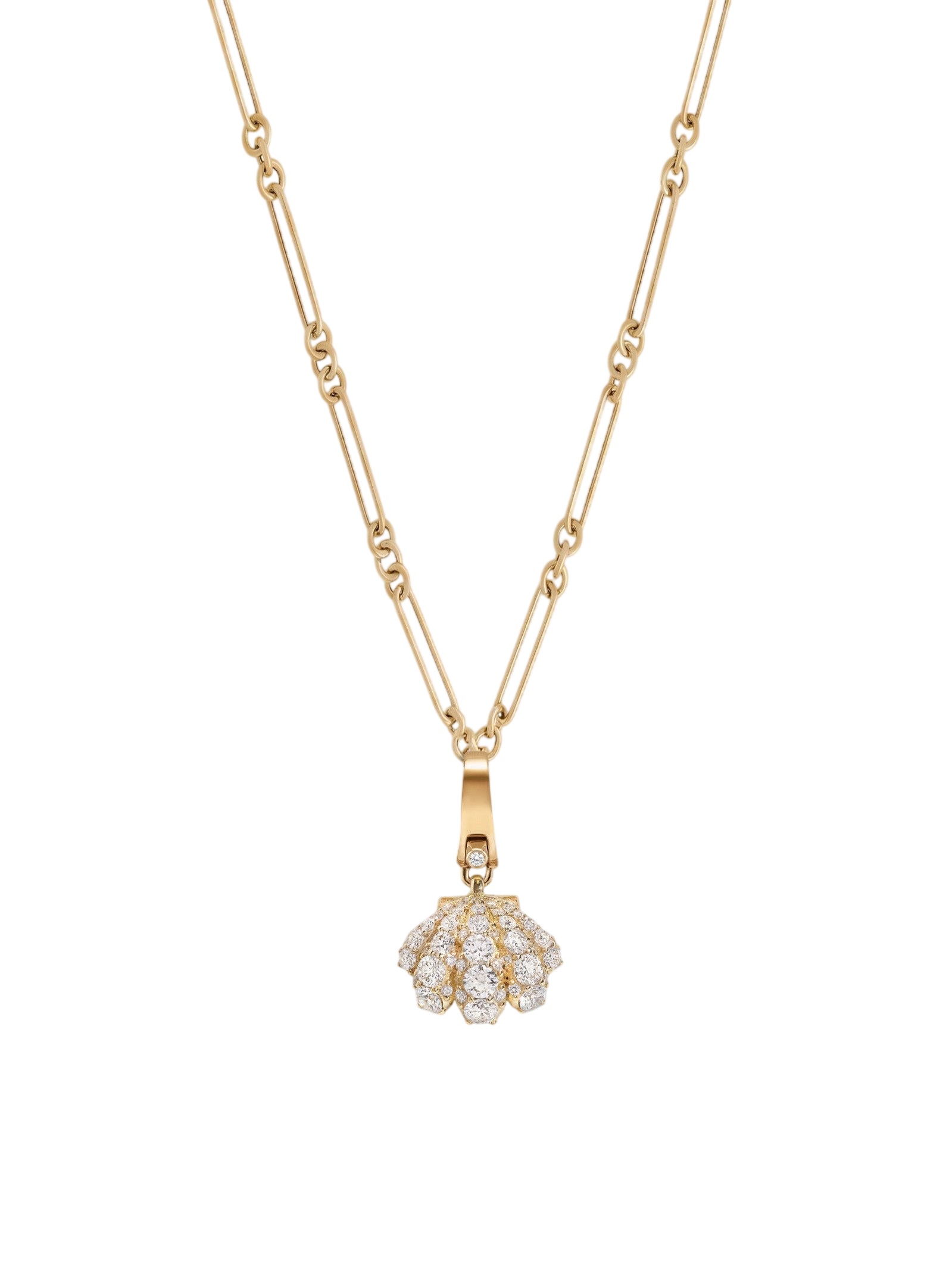 Pavé Diamond Shell Charm Necklace