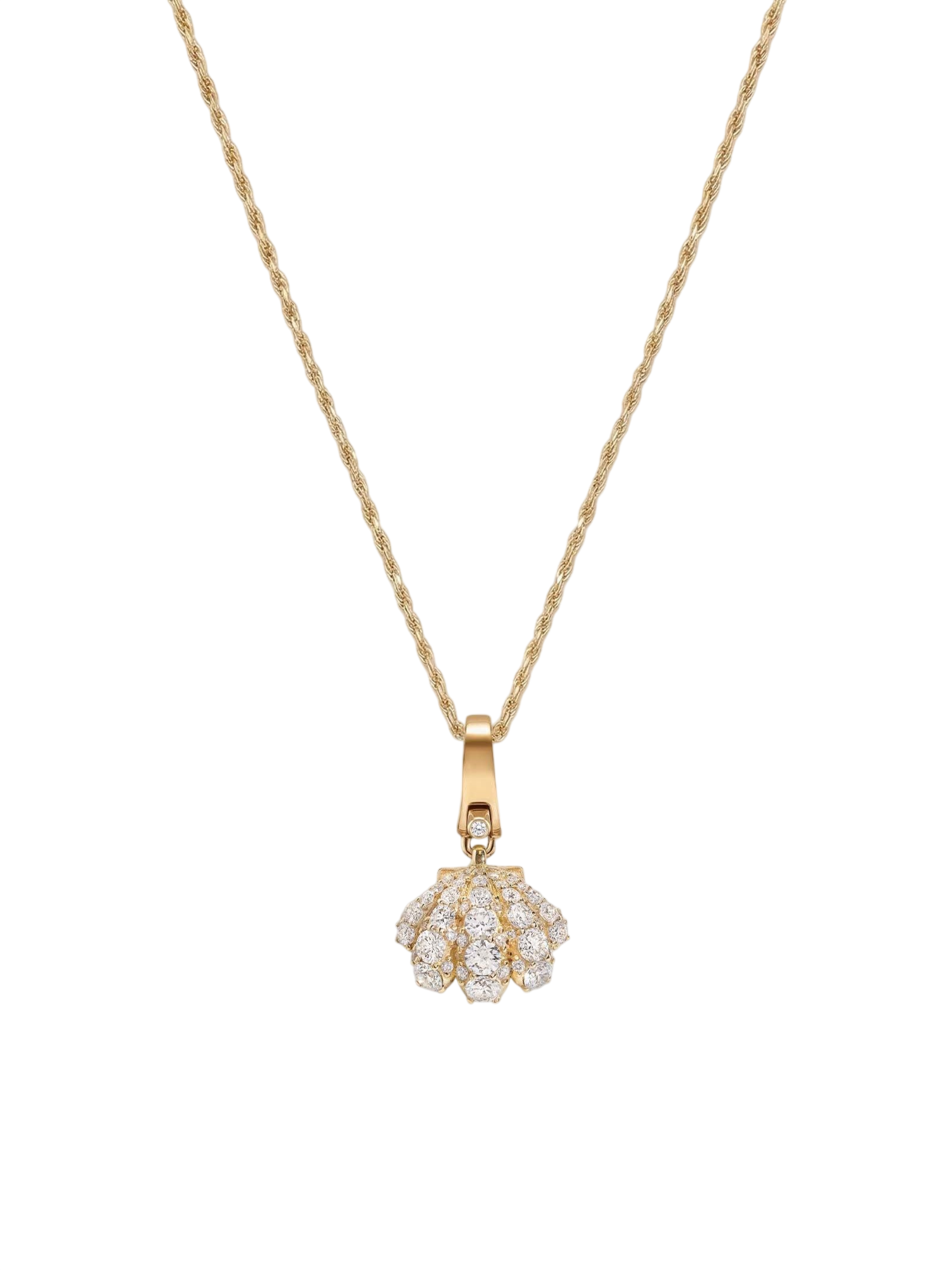 Pavé Diamond Shell Charm Necklace