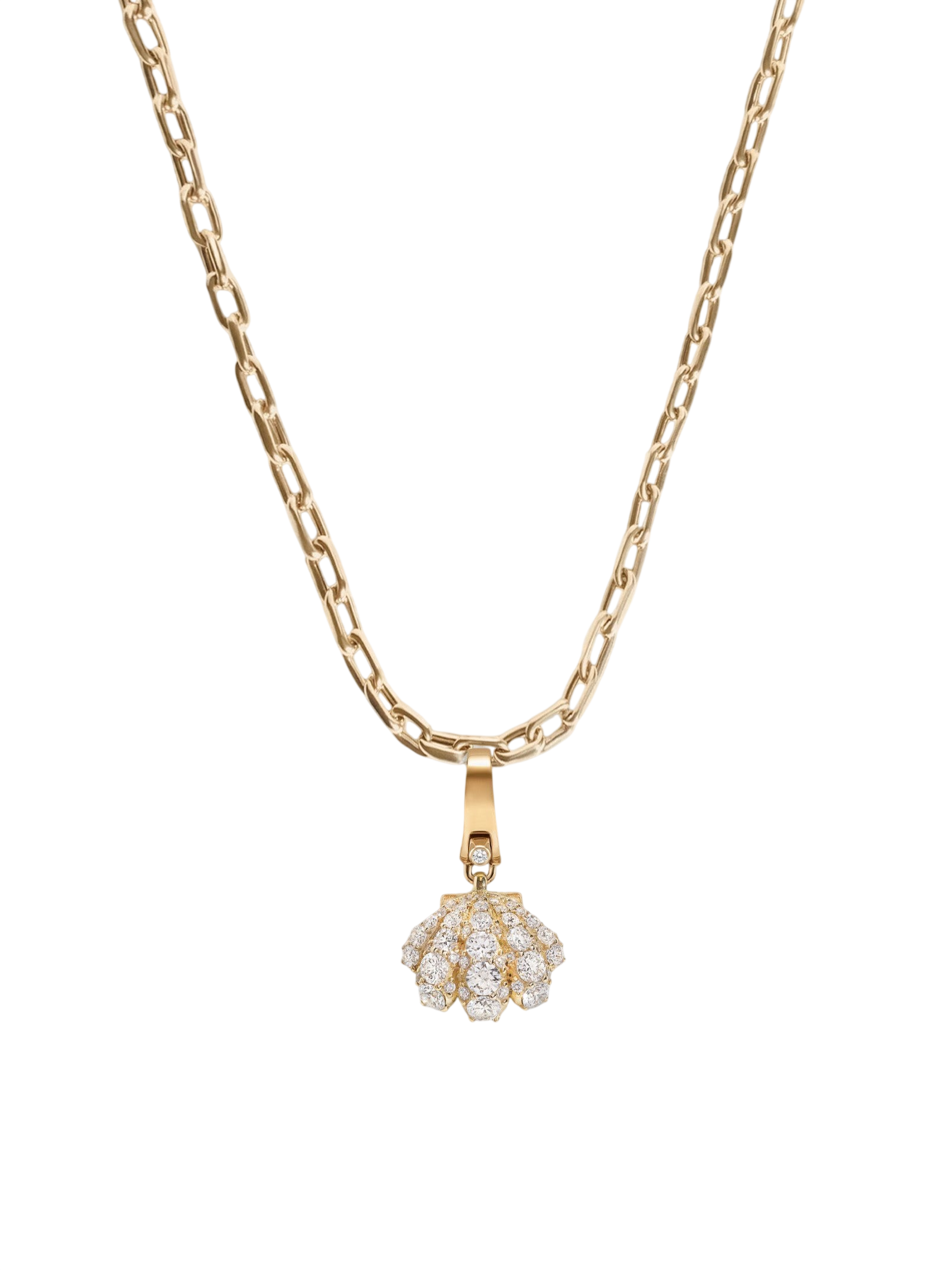 Pavé Diamond Shell Charm Necklace