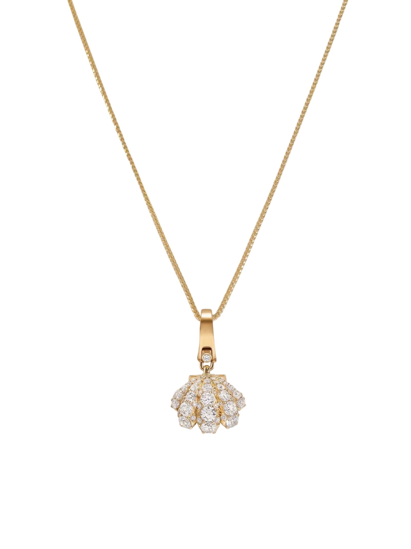 Pavé Diamond Shell Charm Necklace