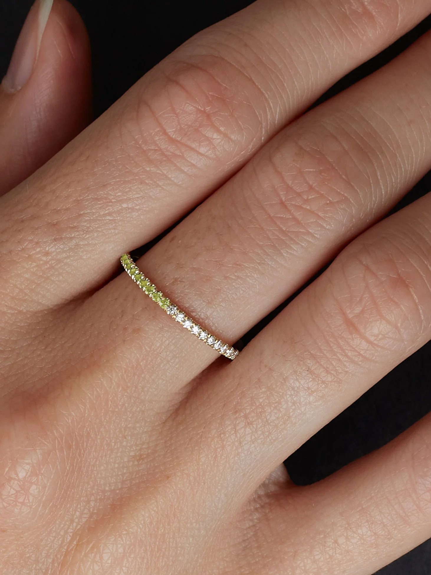 Two In One Pavé Birthstone Ring Peridot